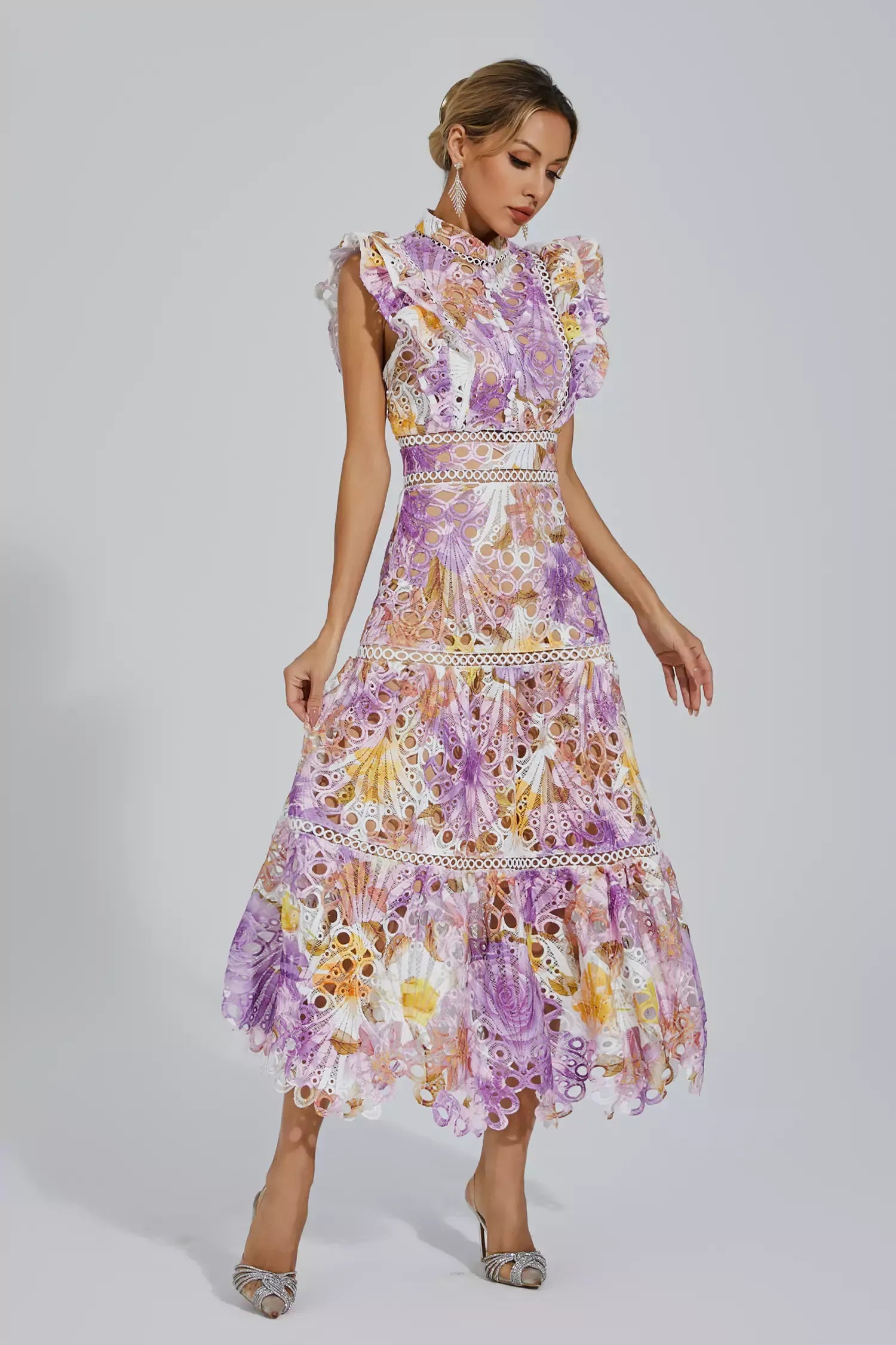 Ayleen Purple  Hollow Sleeveless Midi Dress