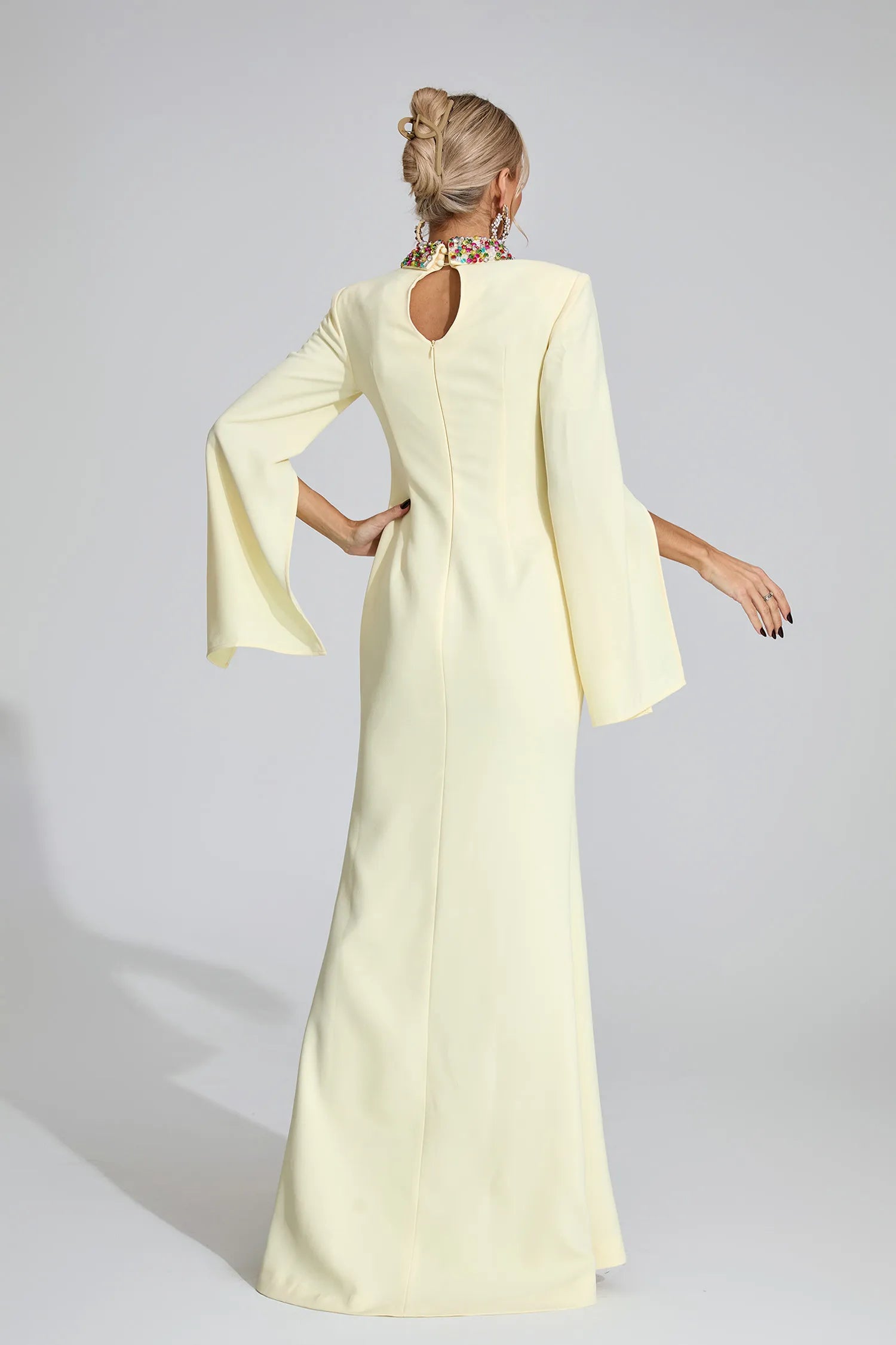 Brinley Light Yellow Diamond Maxi Dress