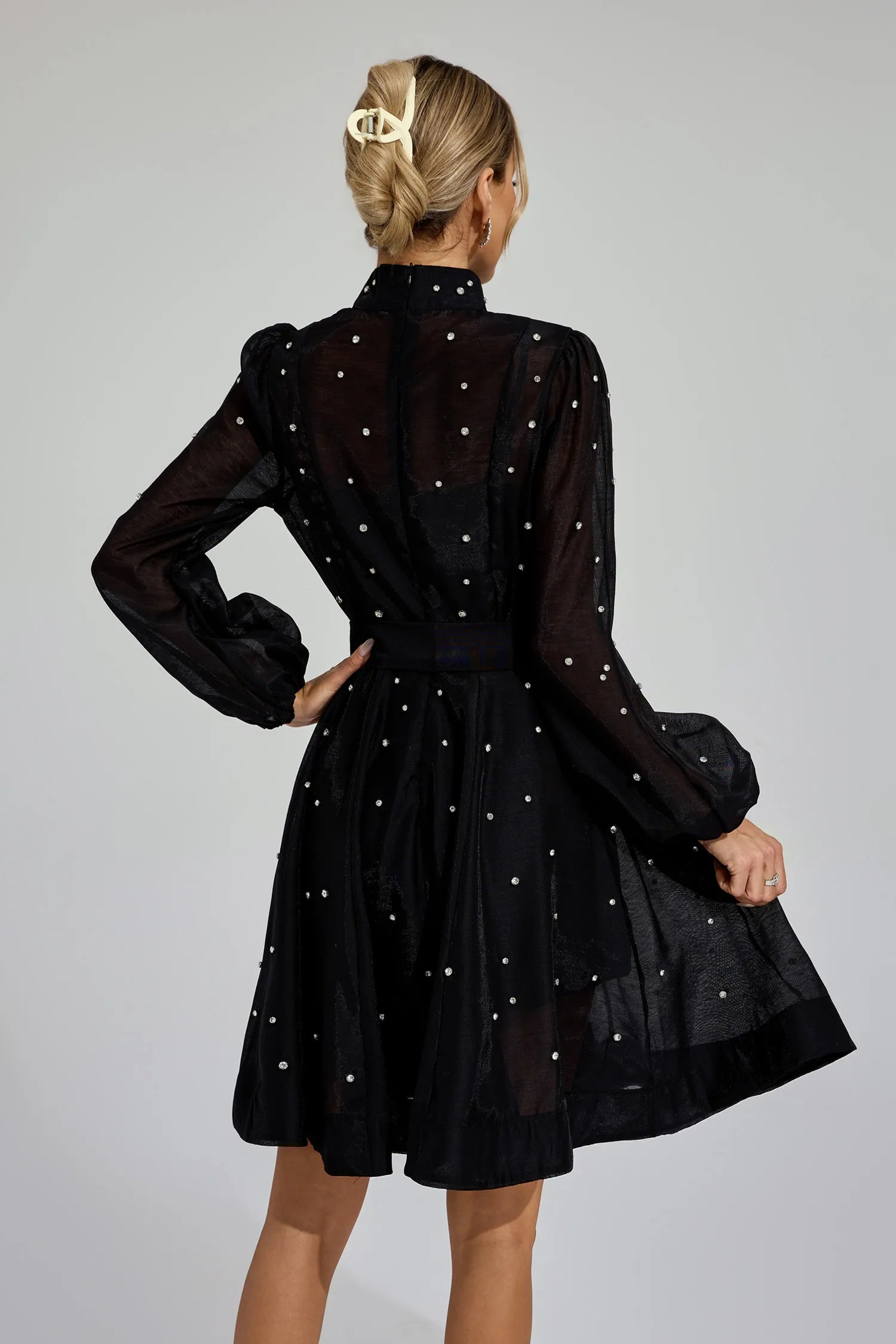 Kaïssa Black Diamond Embellished Mini Dress