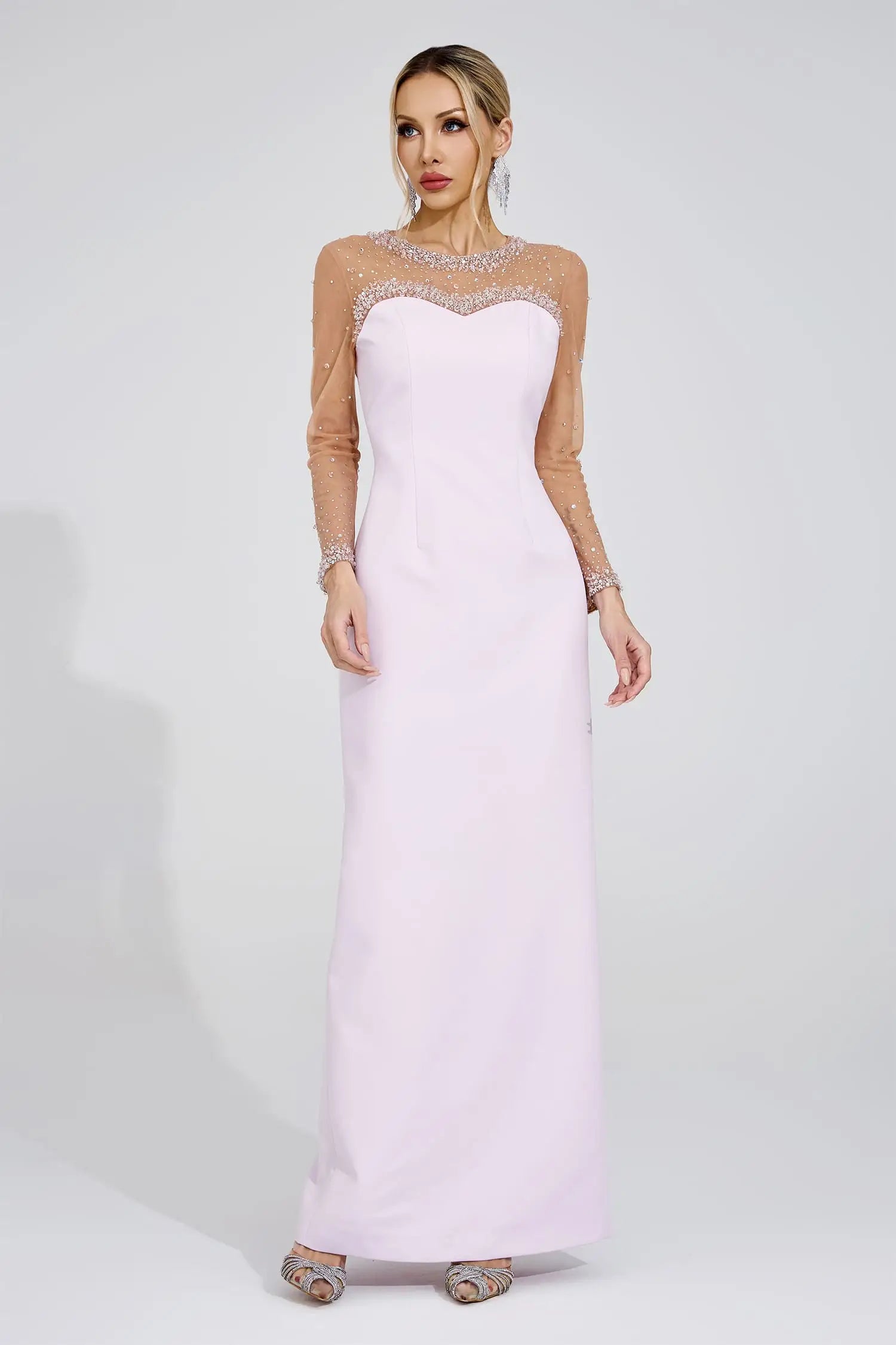 Isla Pink Sheer Maxi Dress