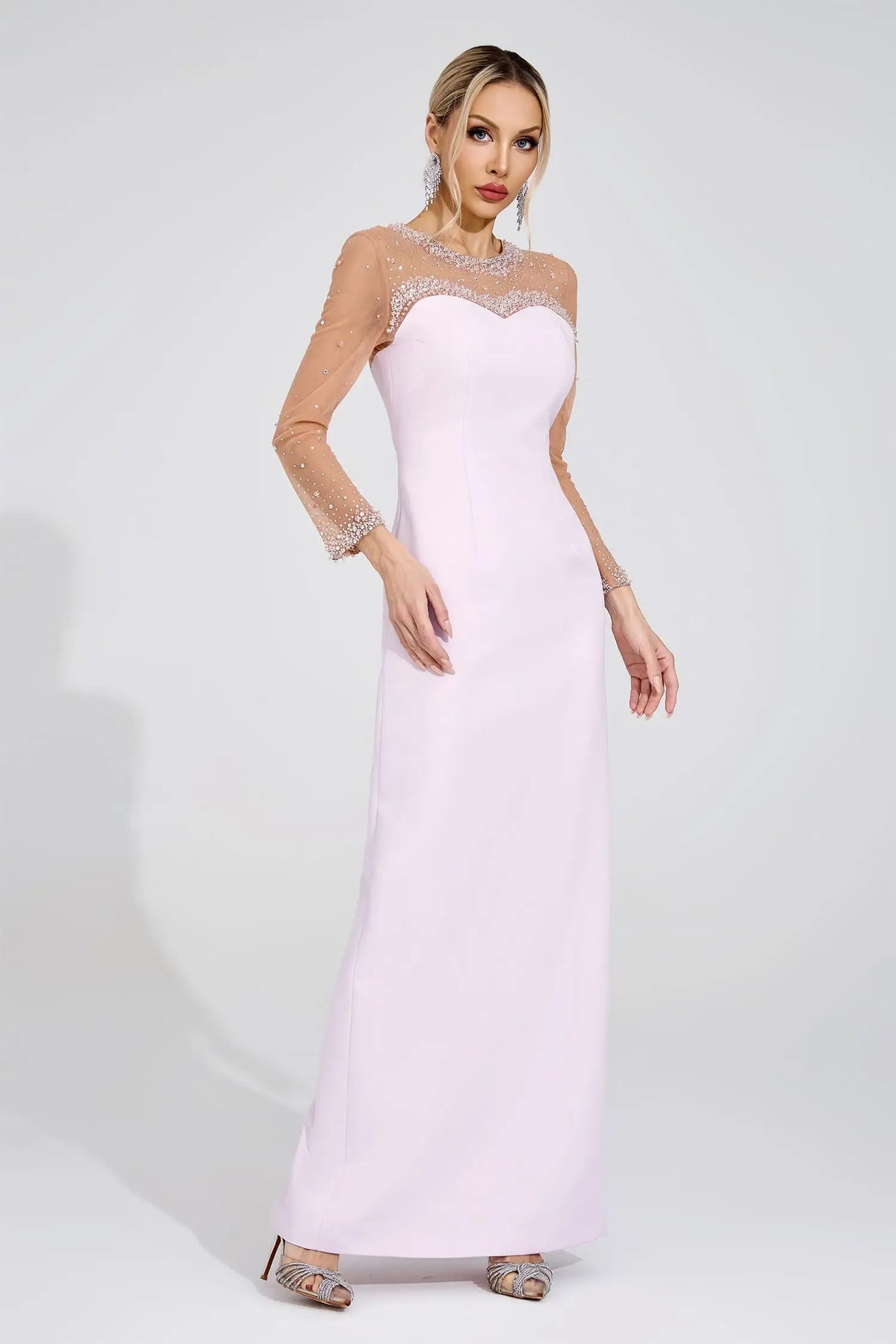 Isla Pink Sheer Maxi Dress