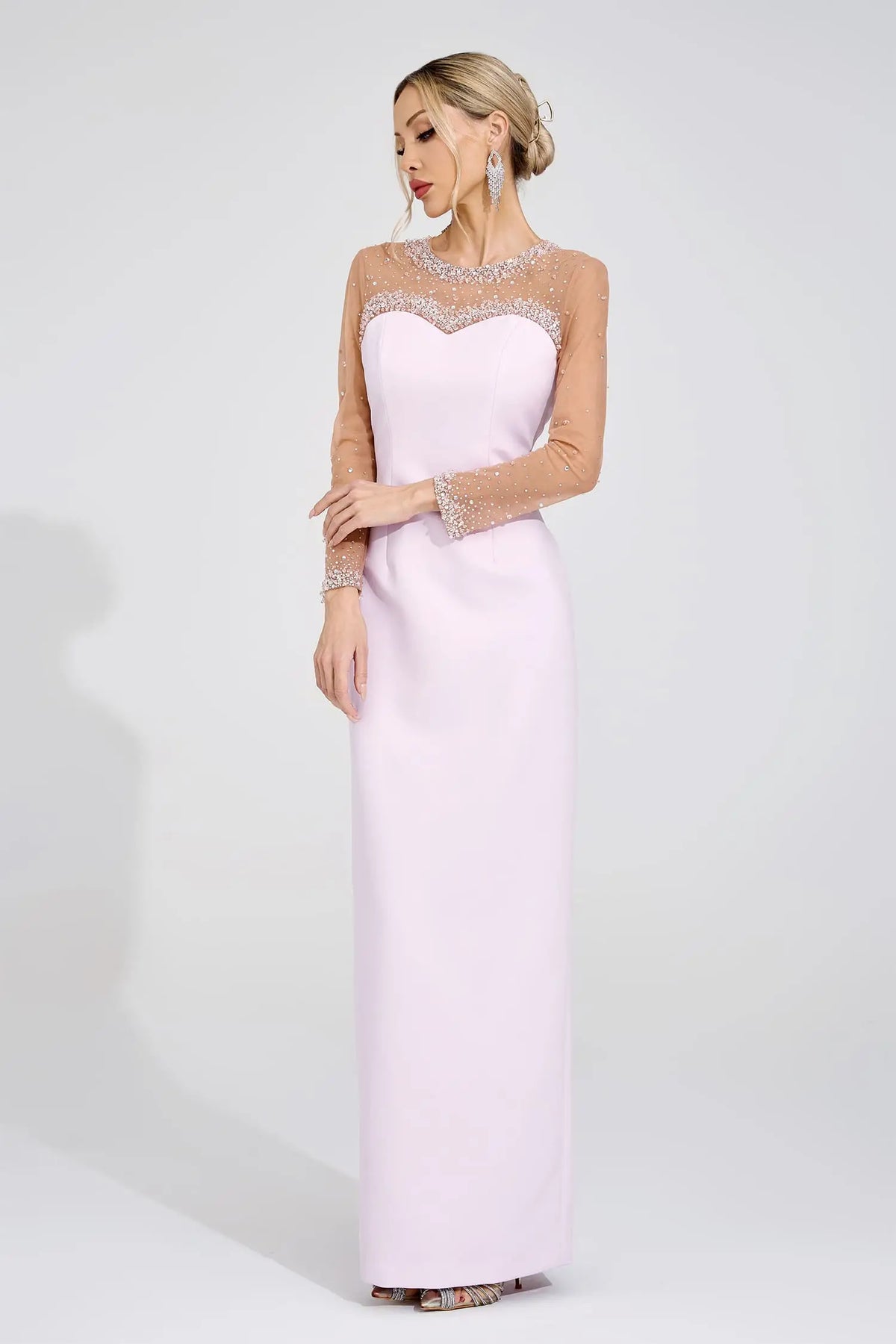 Isla Pink Sheer Maxi Dress