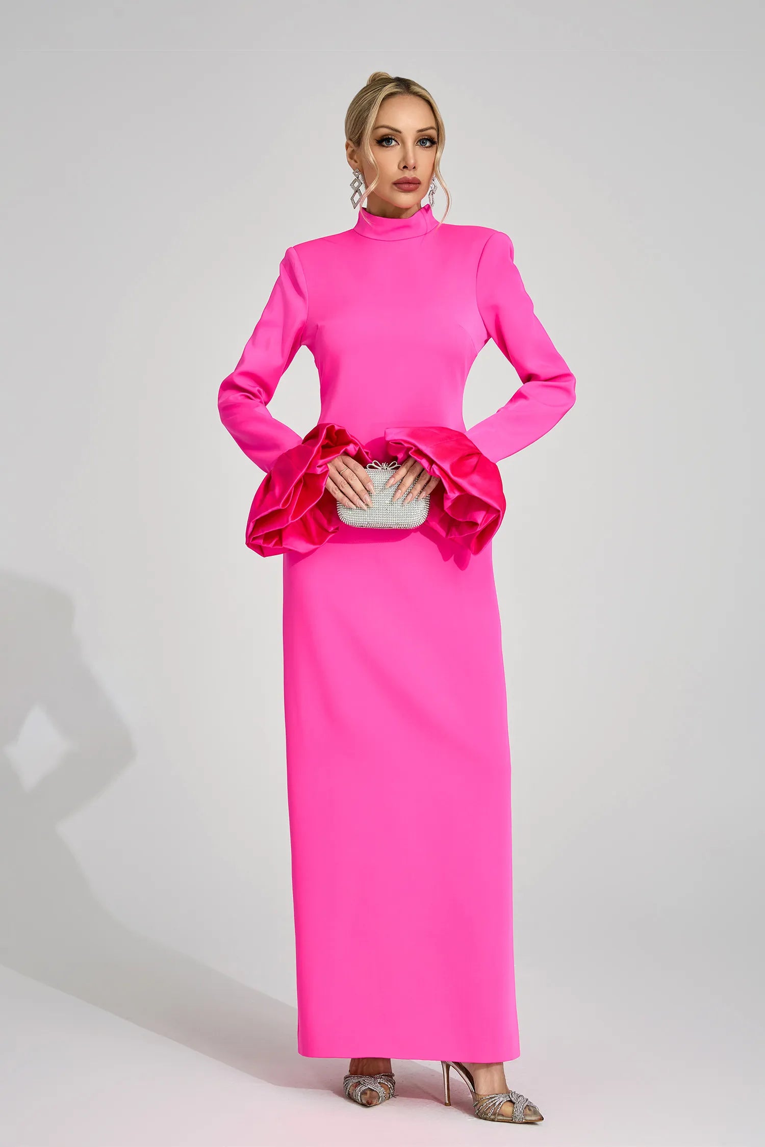 Giulia Pink Puff Sleeve Maxi Dress