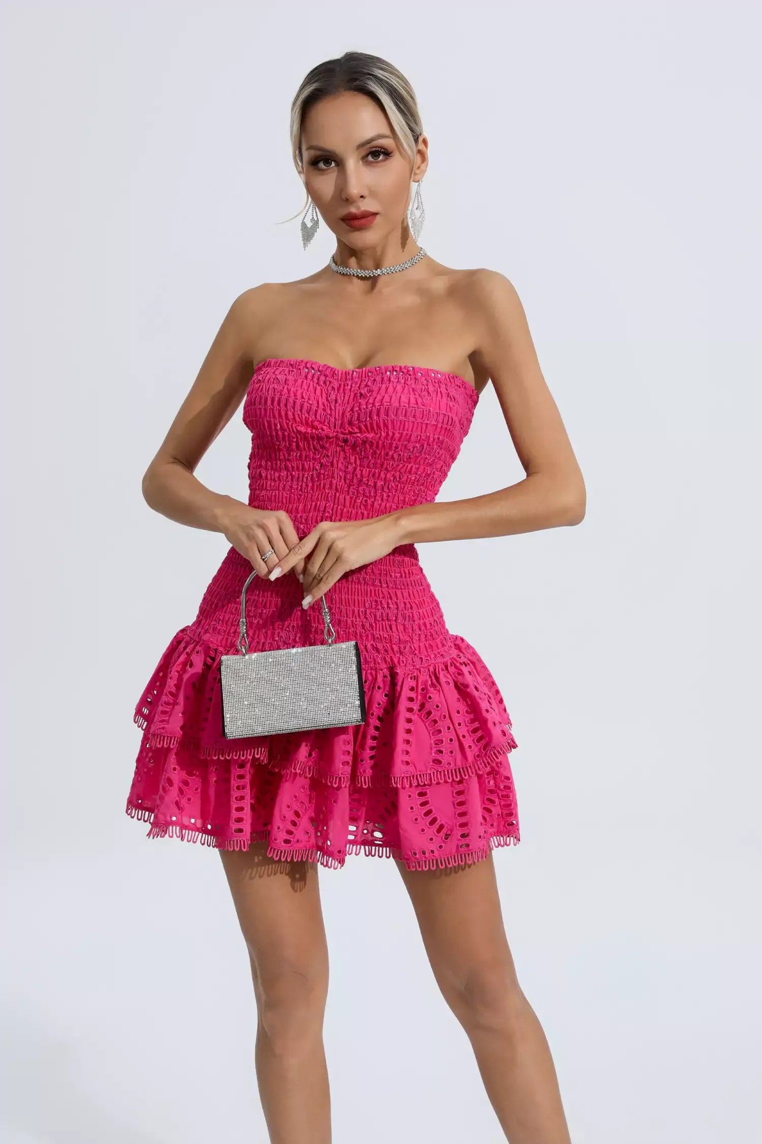 pink frill mini dress Bridget Pink Ruffle Mini Dress