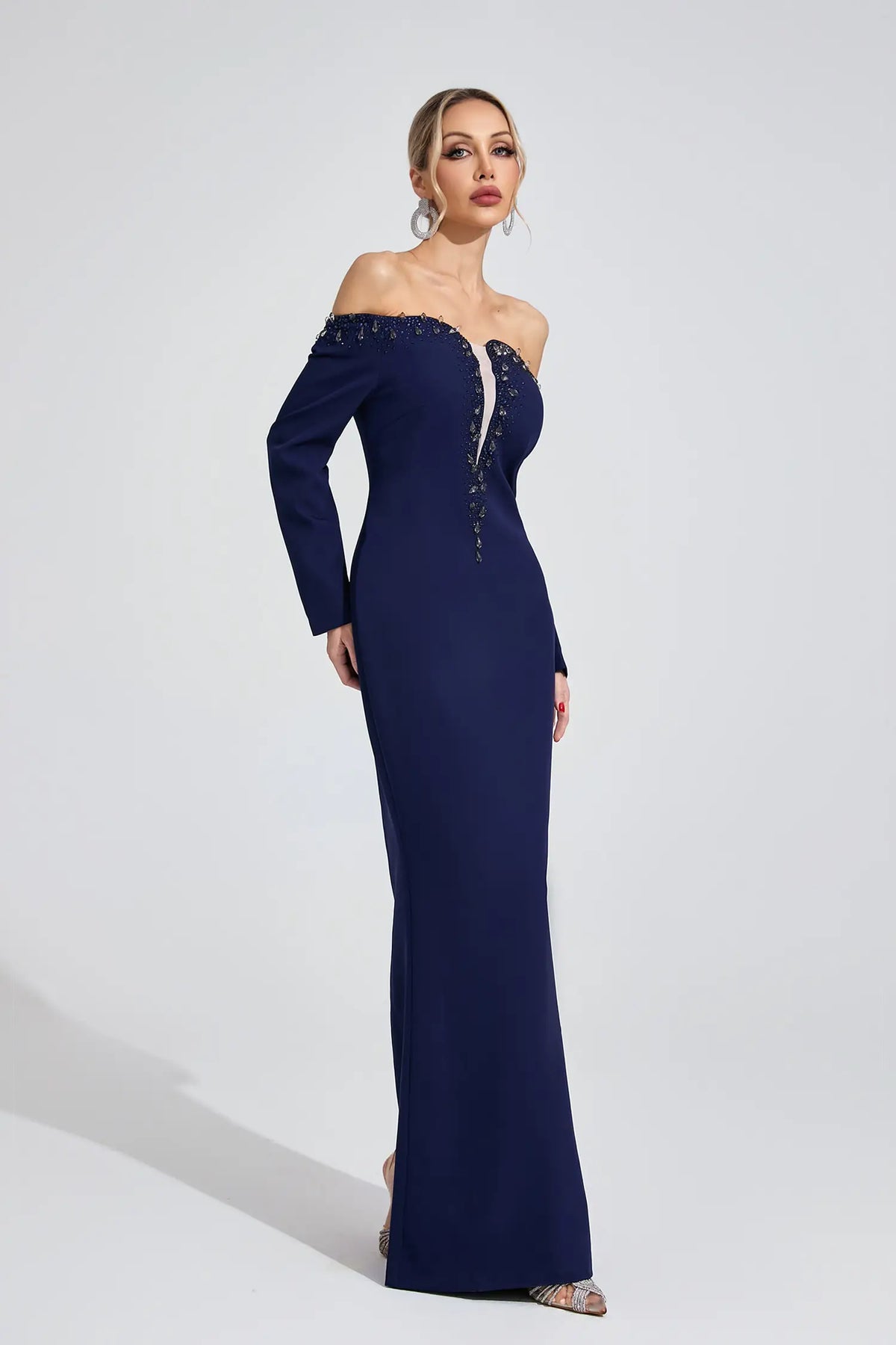 Adelaide Dark Blue Diamond Maxi Dress