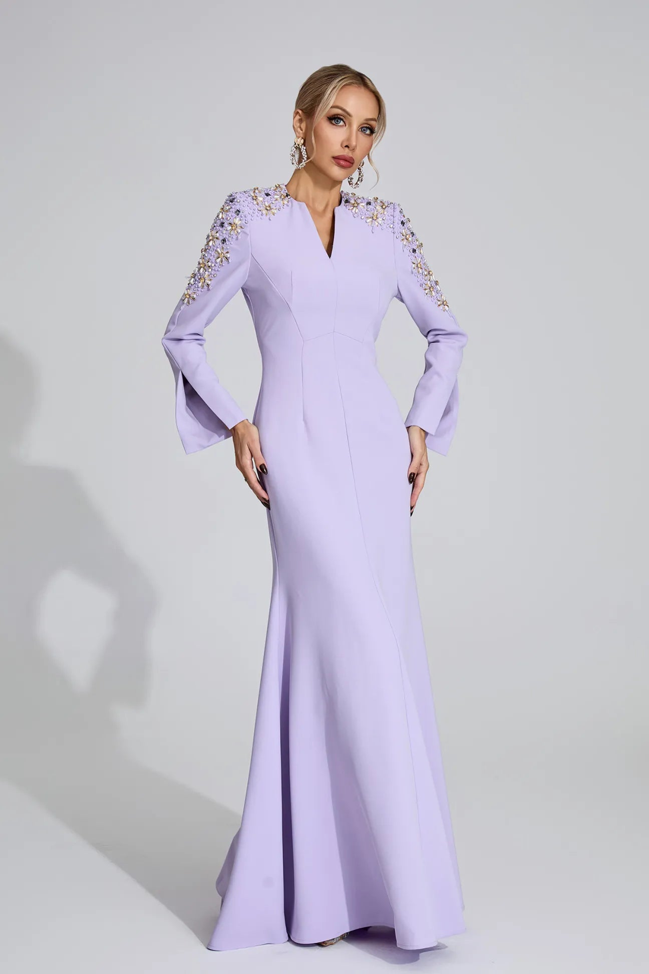 Aanya Purple Pearl Maxi Dress