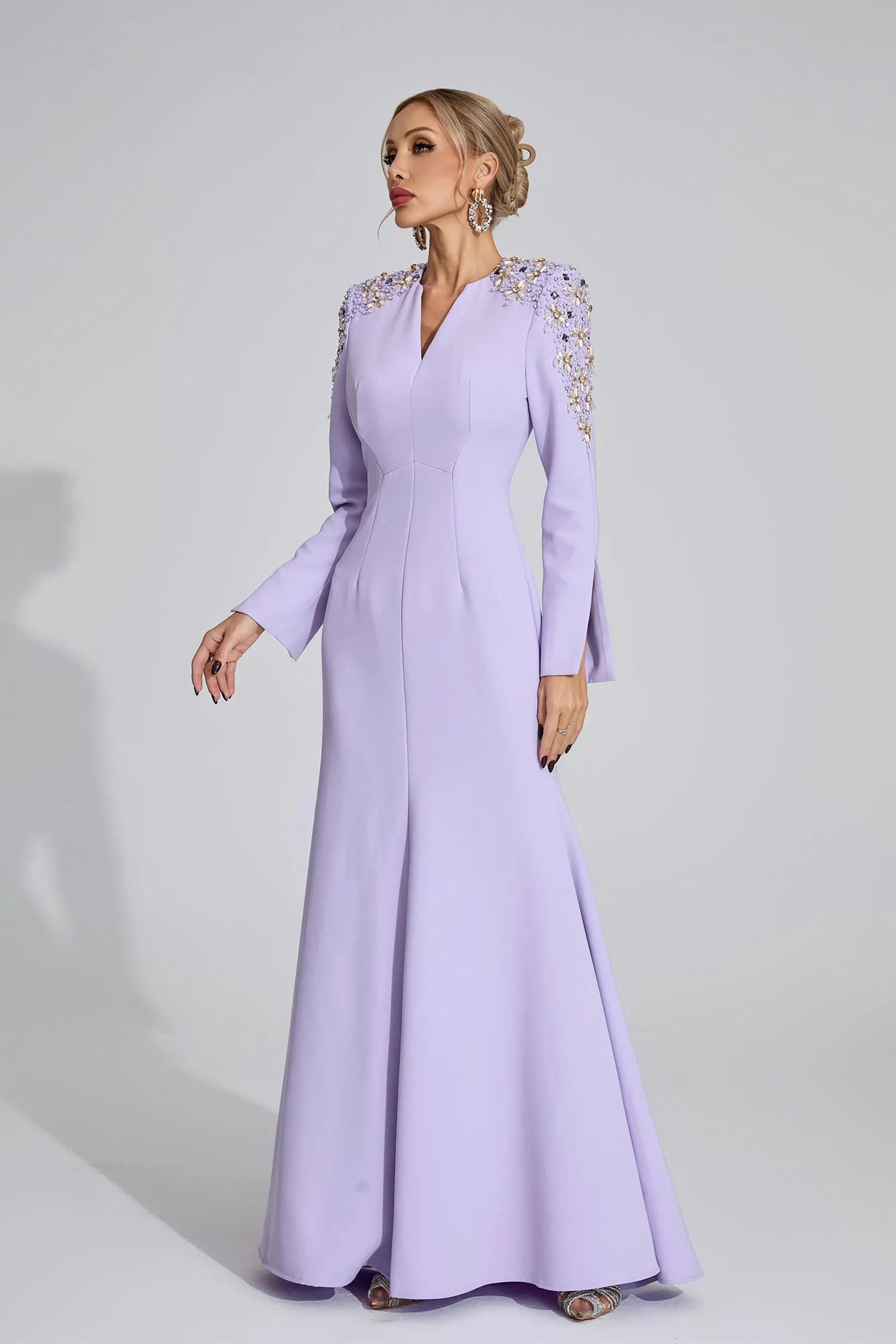 Aanya Purple Pearl Maxi Dress