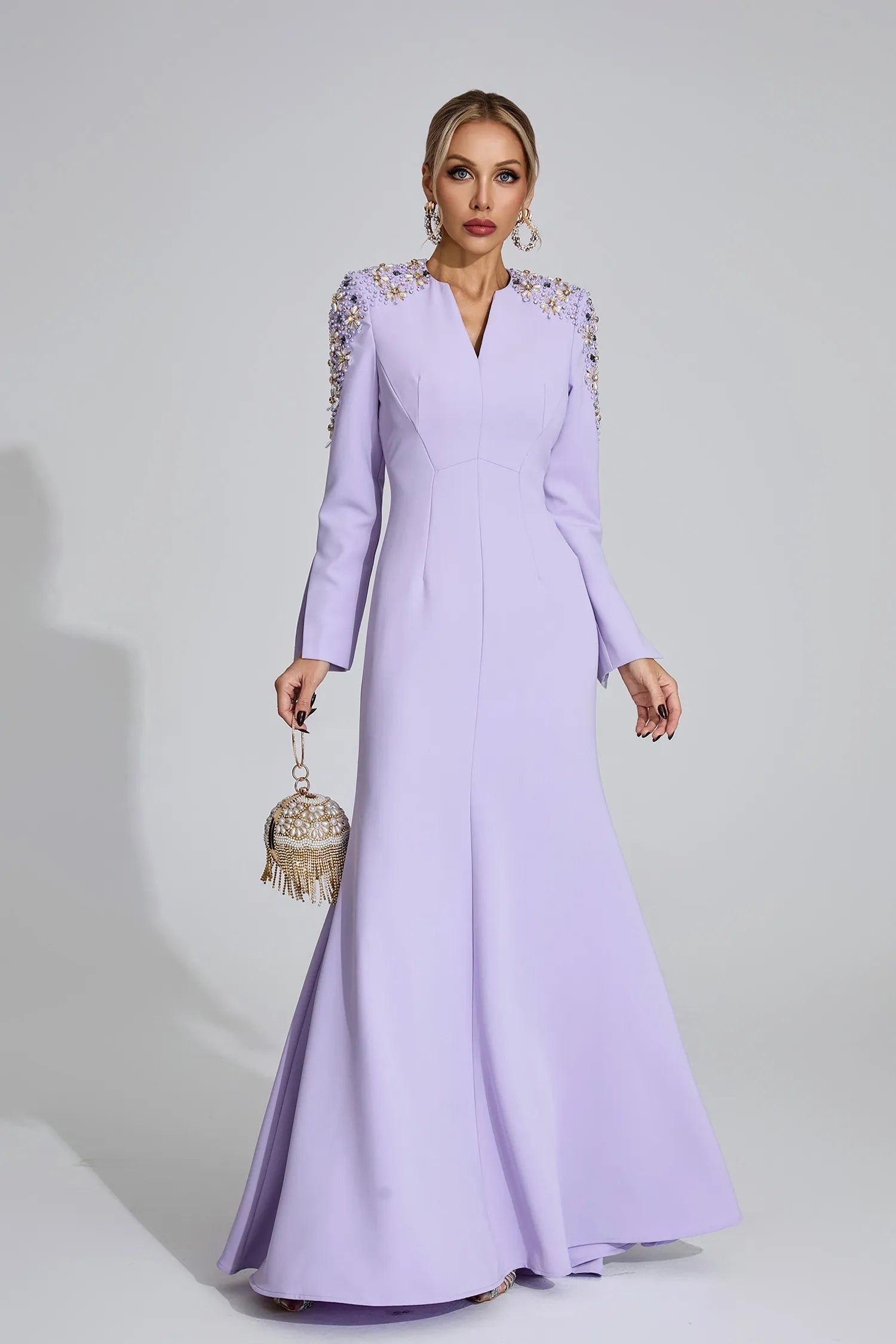 Aanya Purple Pearl Maxi Dress
