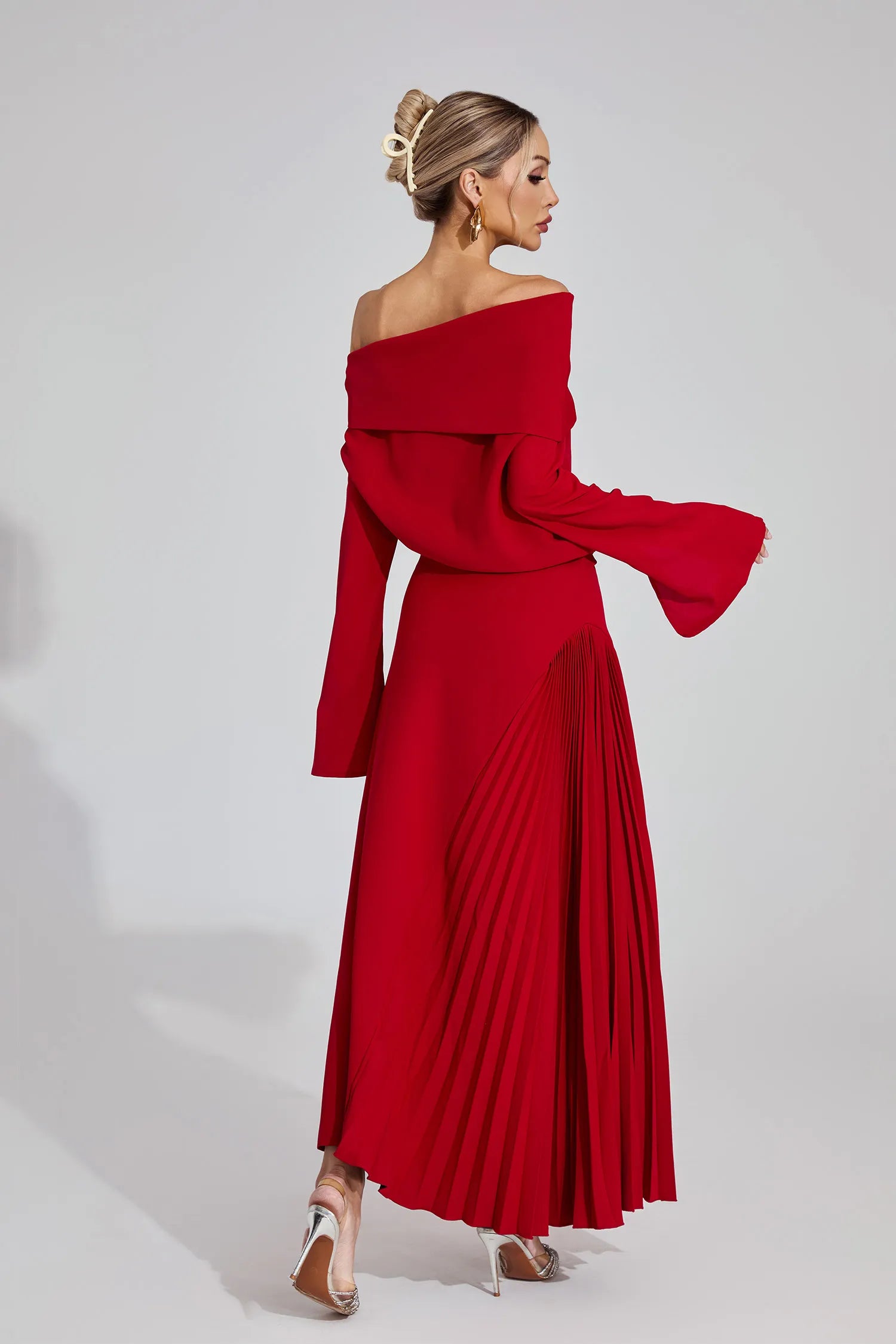 Deryn Red Asymmetric Maxi Dress