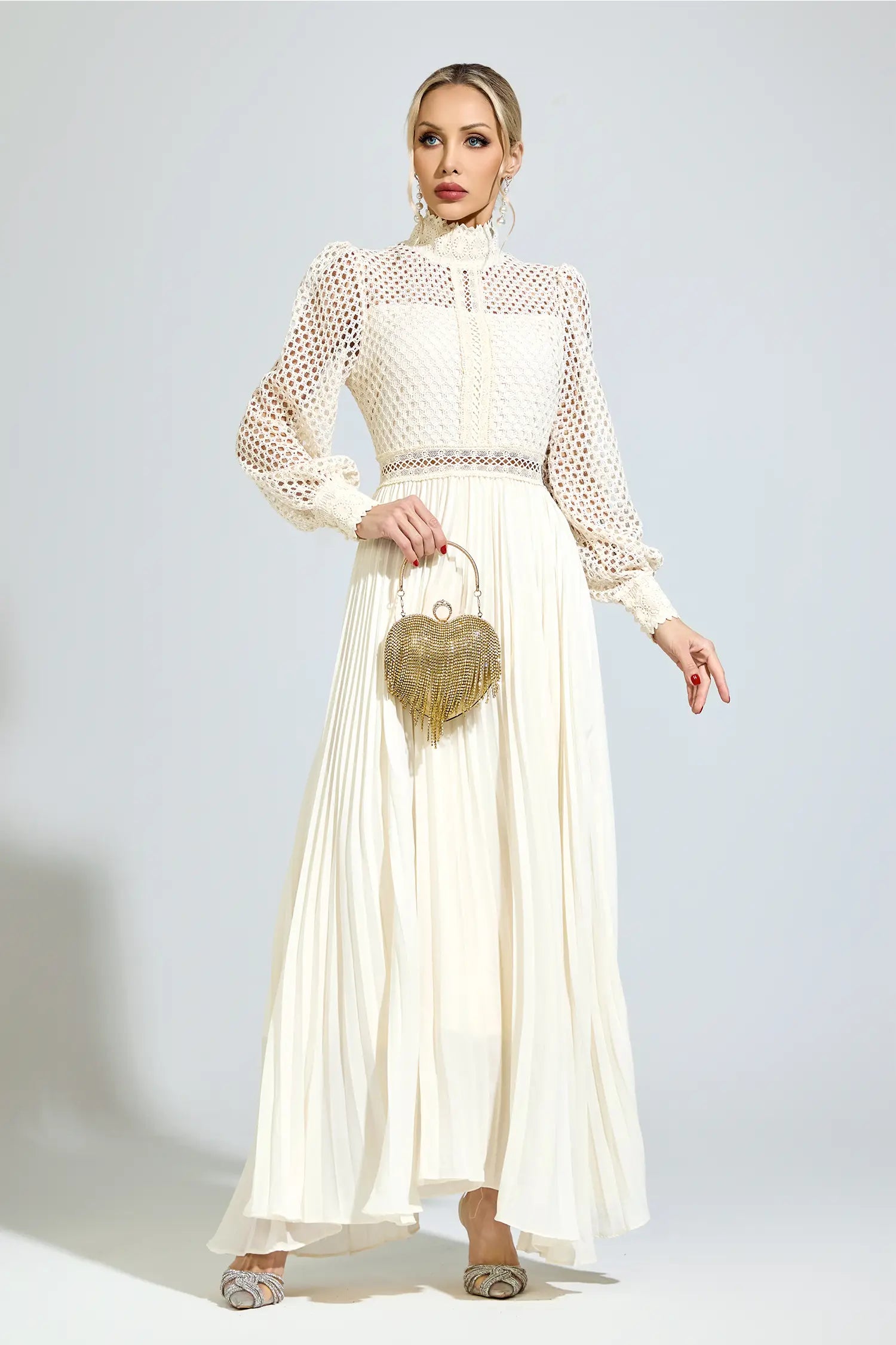 Lily Beige Embroidered Maxi Dress