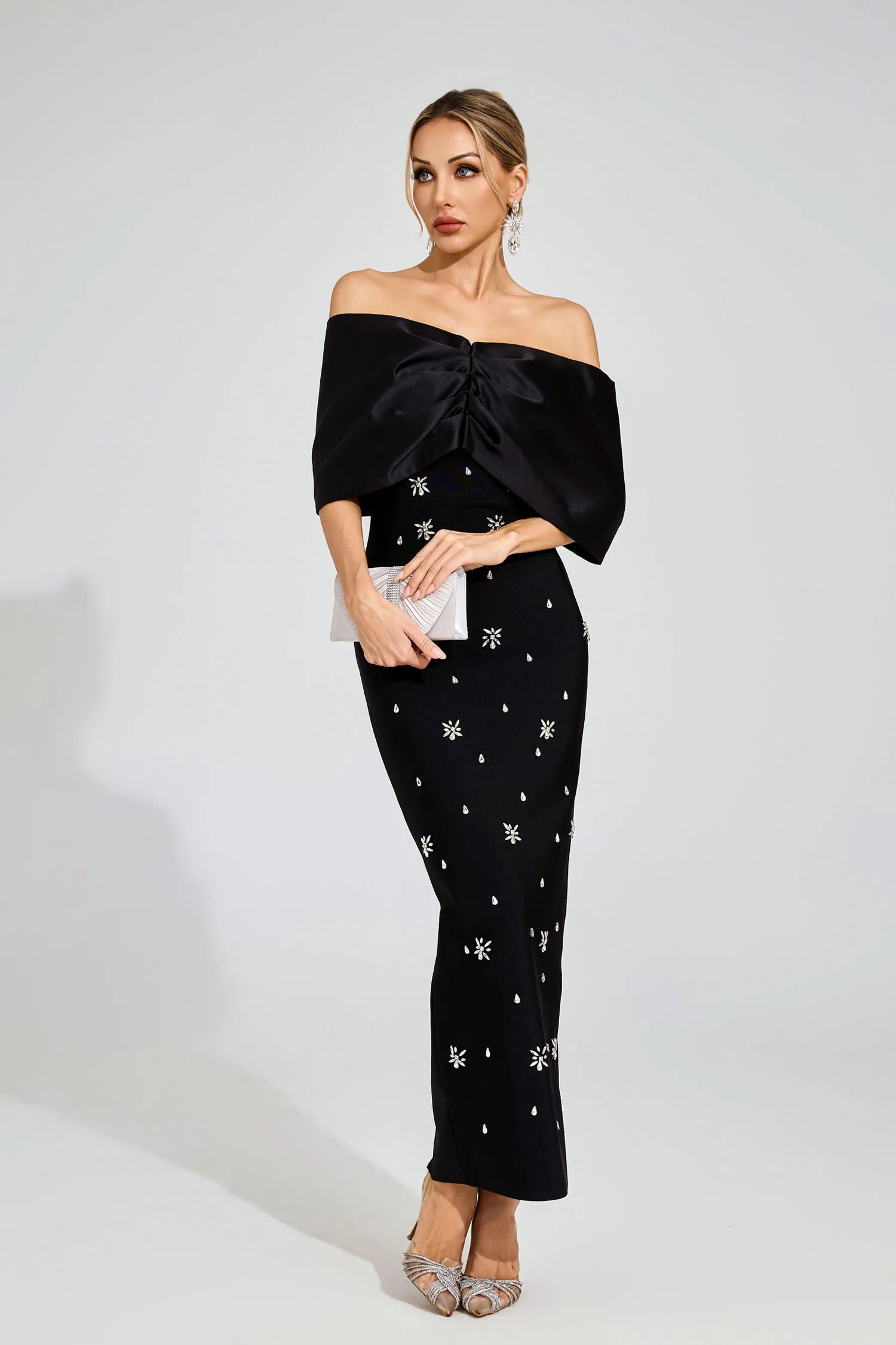 Elaine Black Diamond Bandage Maxi Dress