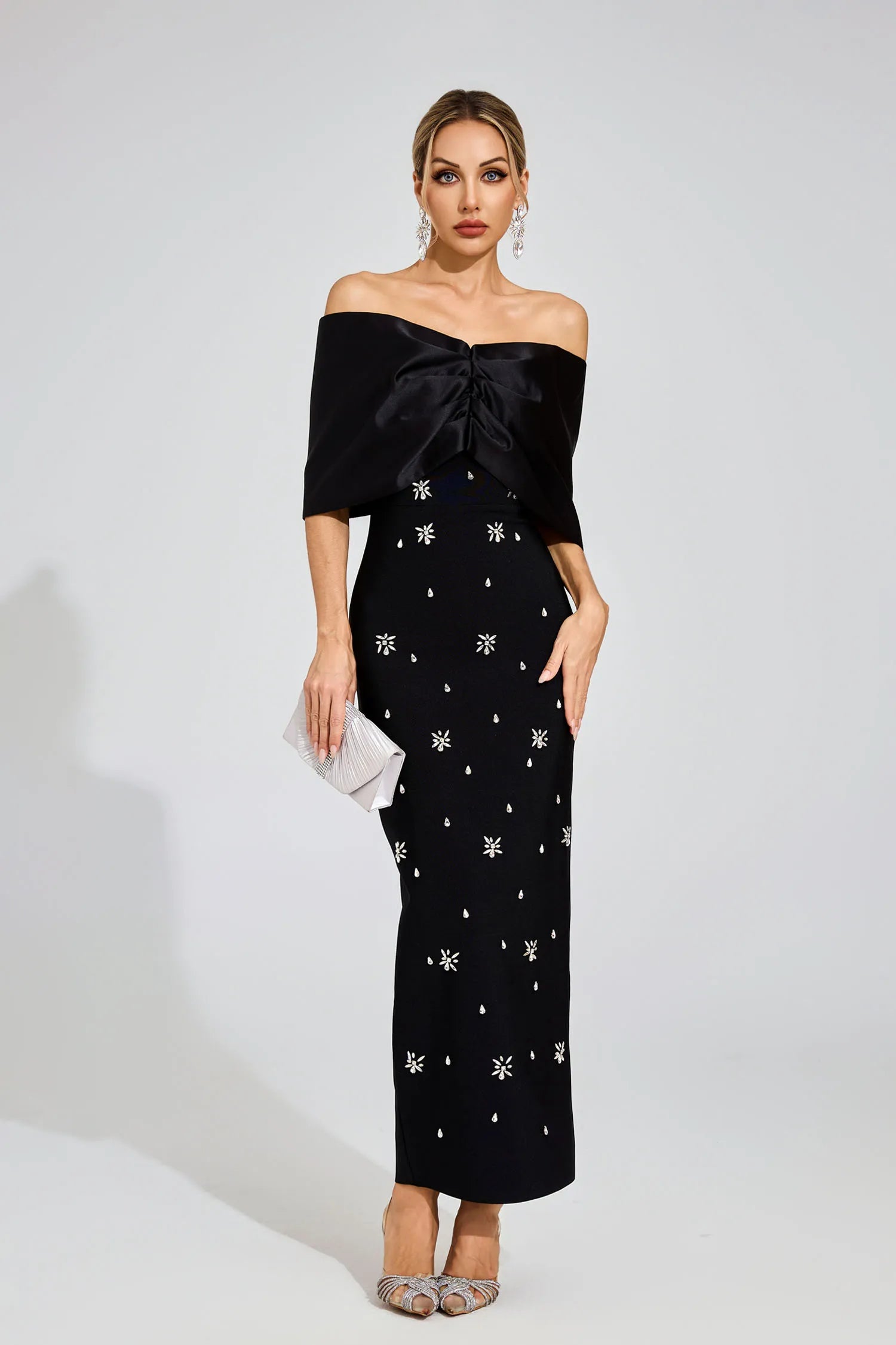 Elaine Black Diamond Bandage Maxi Dress