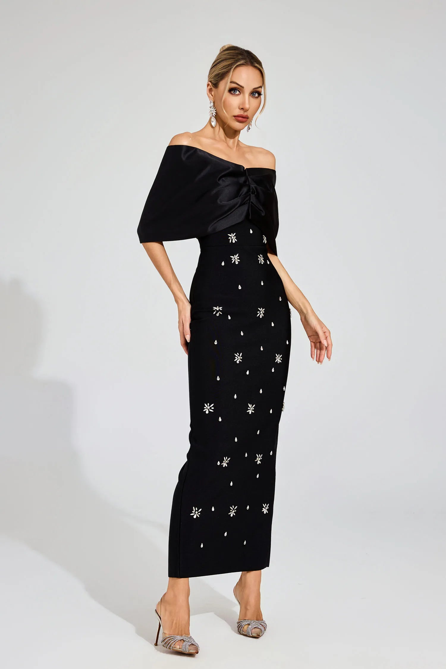 Elaine Black Diamond Bandage Maxi Dress
