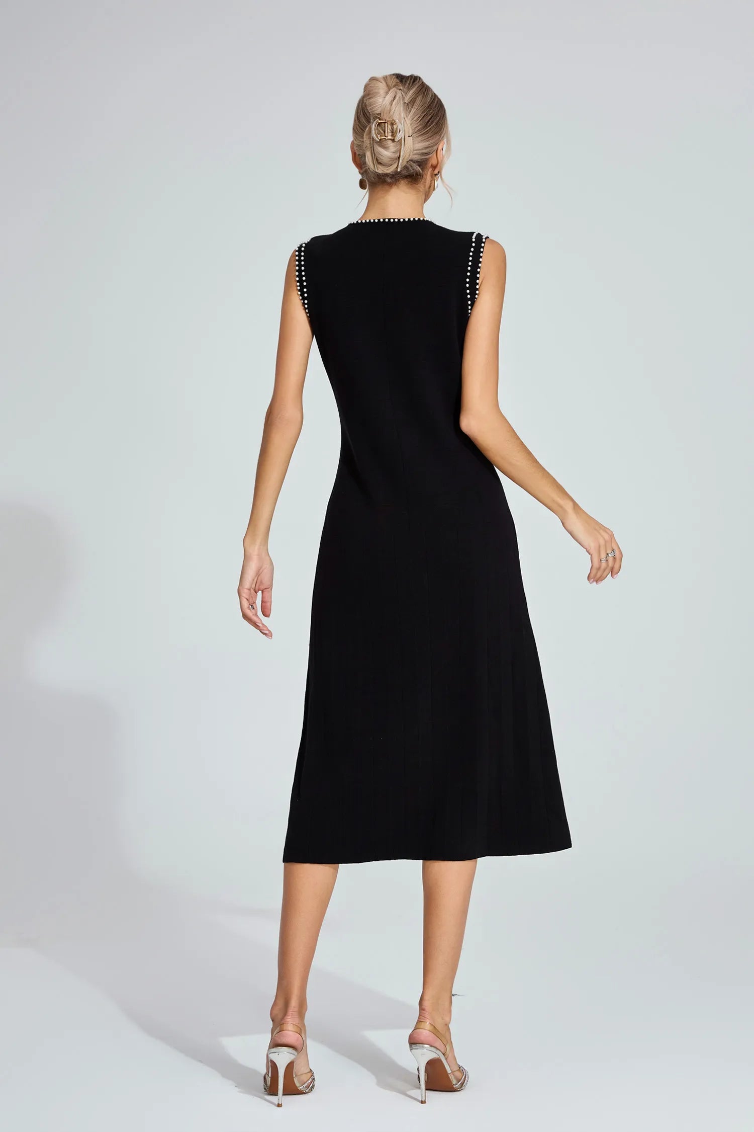 Marcella Black Knit Midi Dress