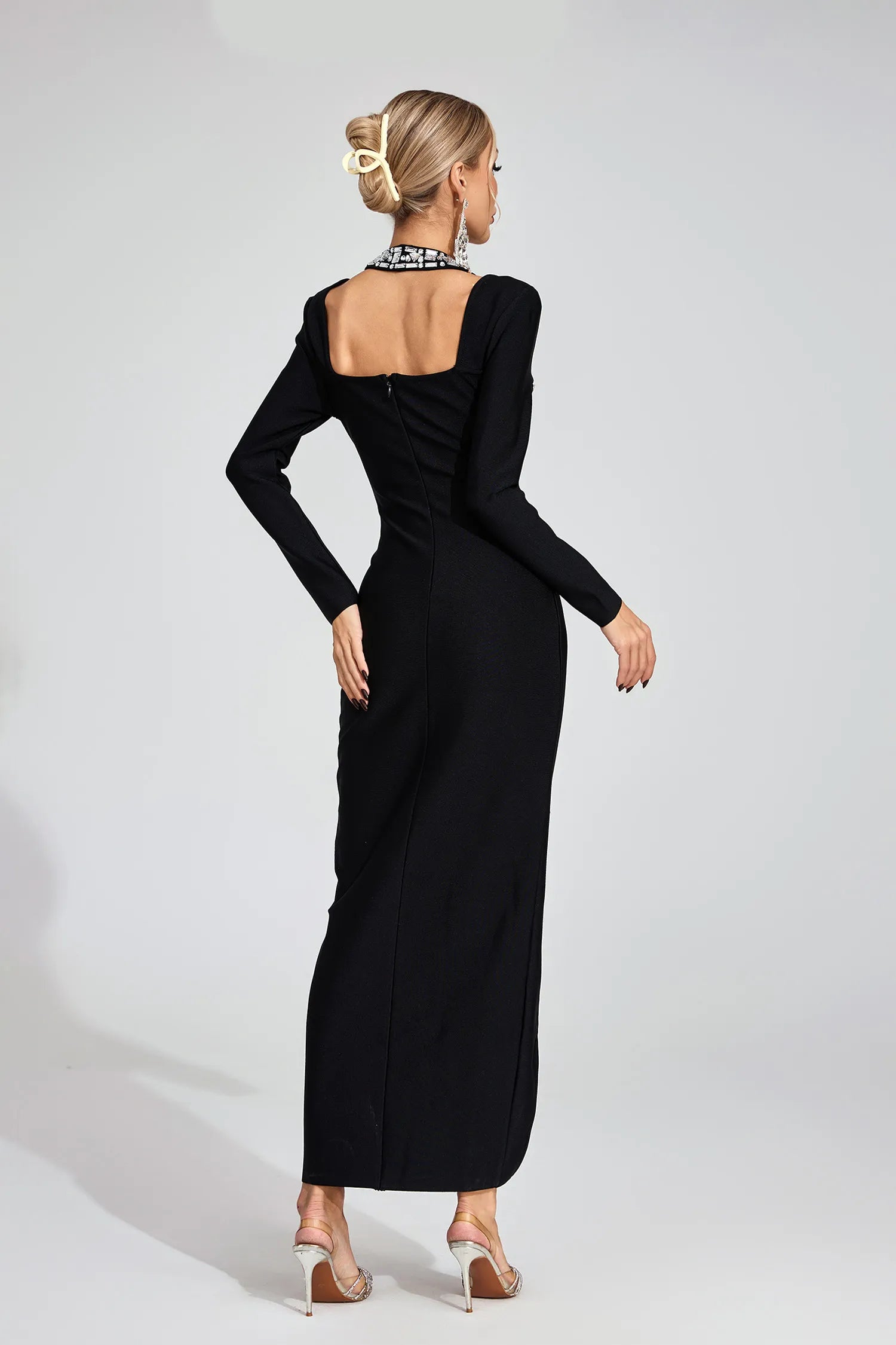 Liselotte Black Diamond Halter Maxi Dress