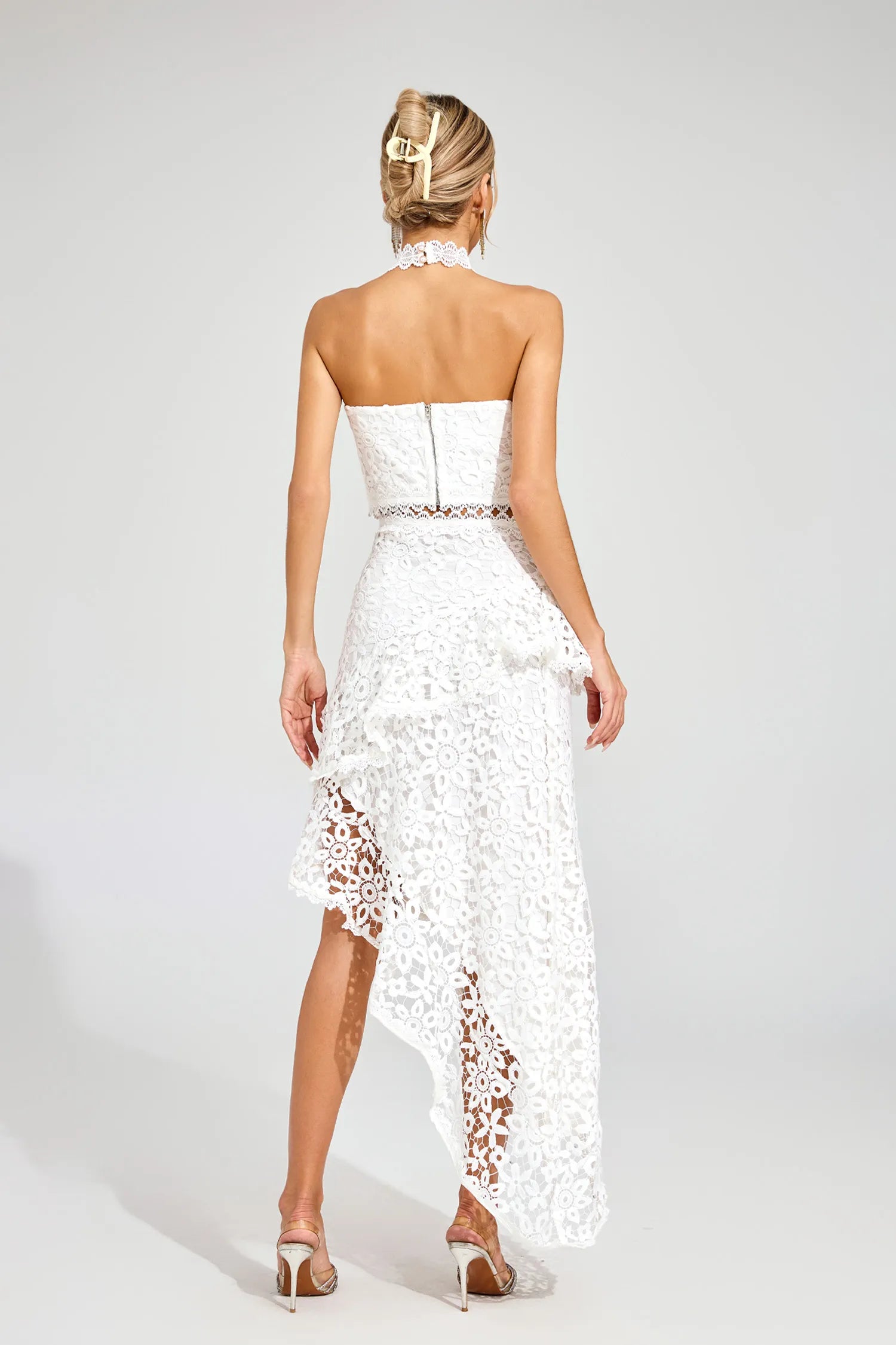 Kelly White Lace Sleeveless Set
