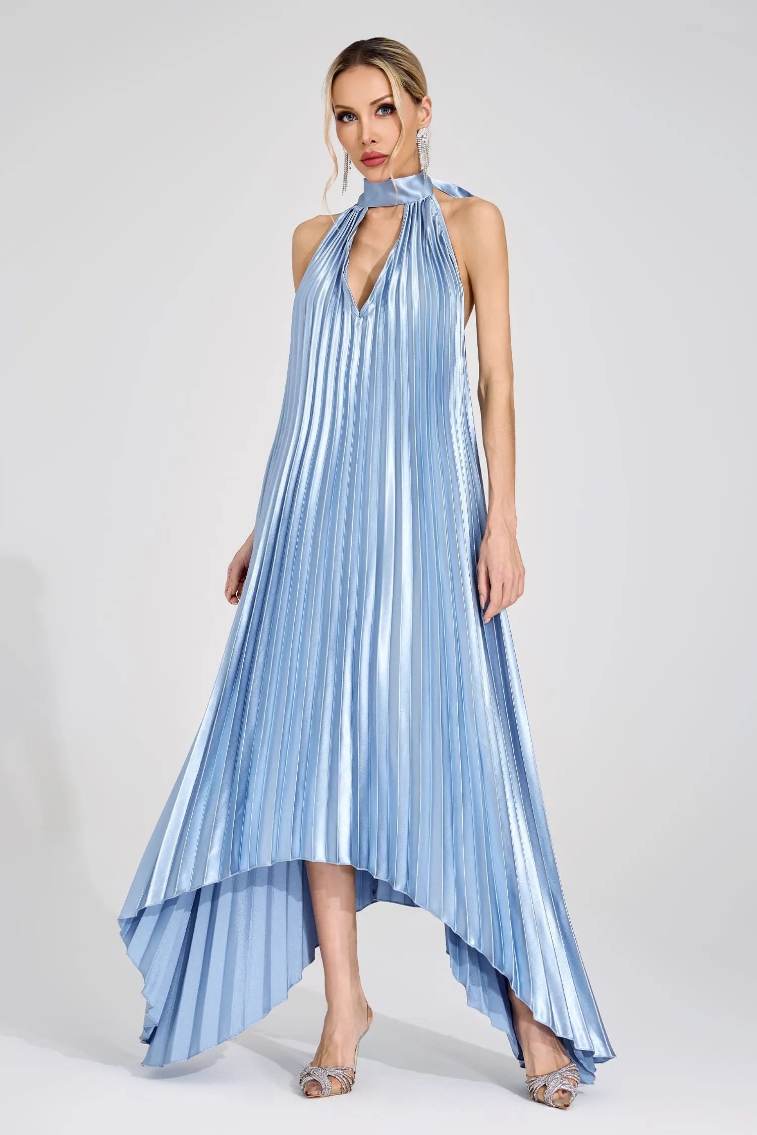 Nixie Silver Halter Maxi Dress