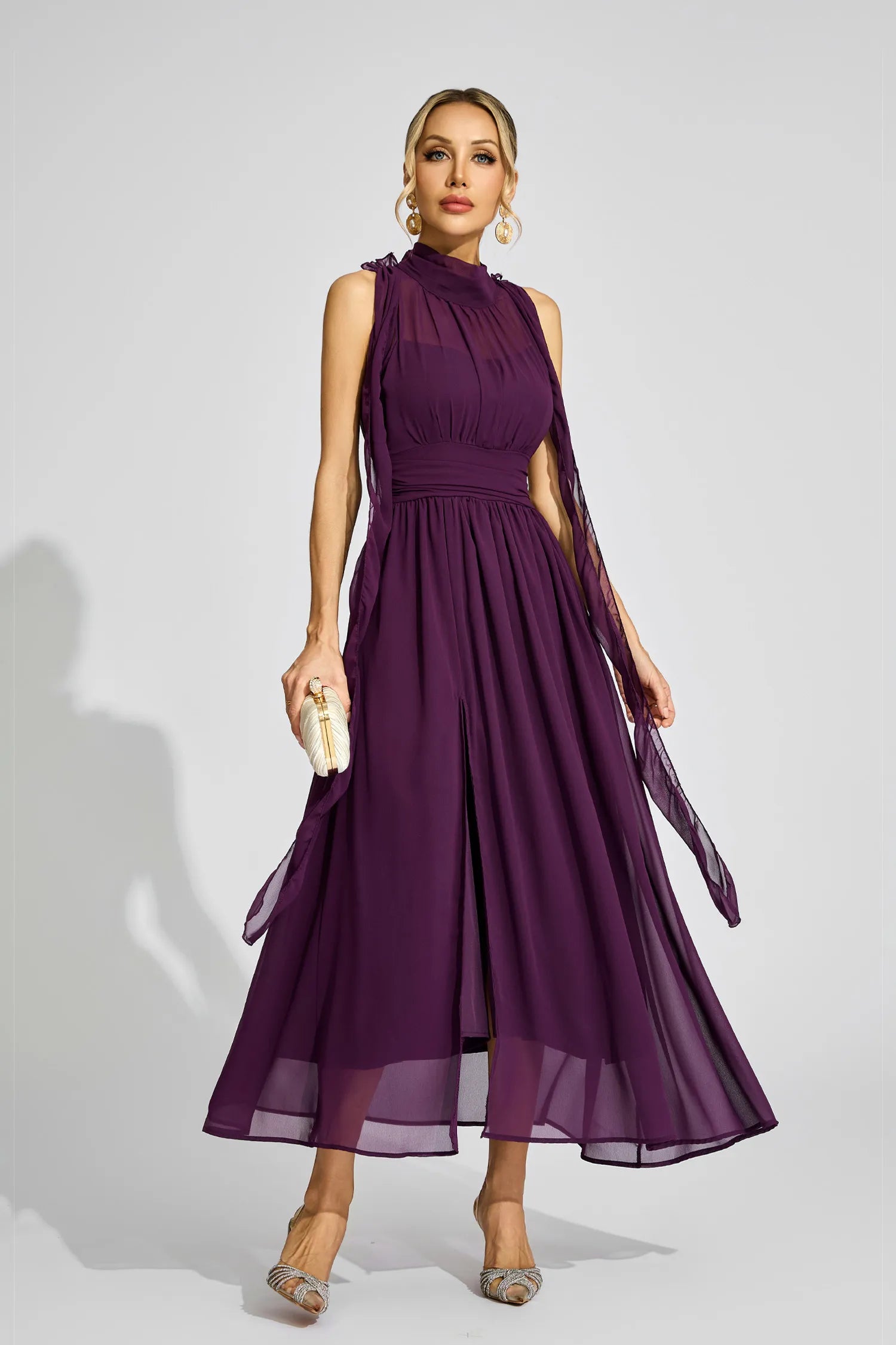 Anouk Purple Halter Maxi Dress