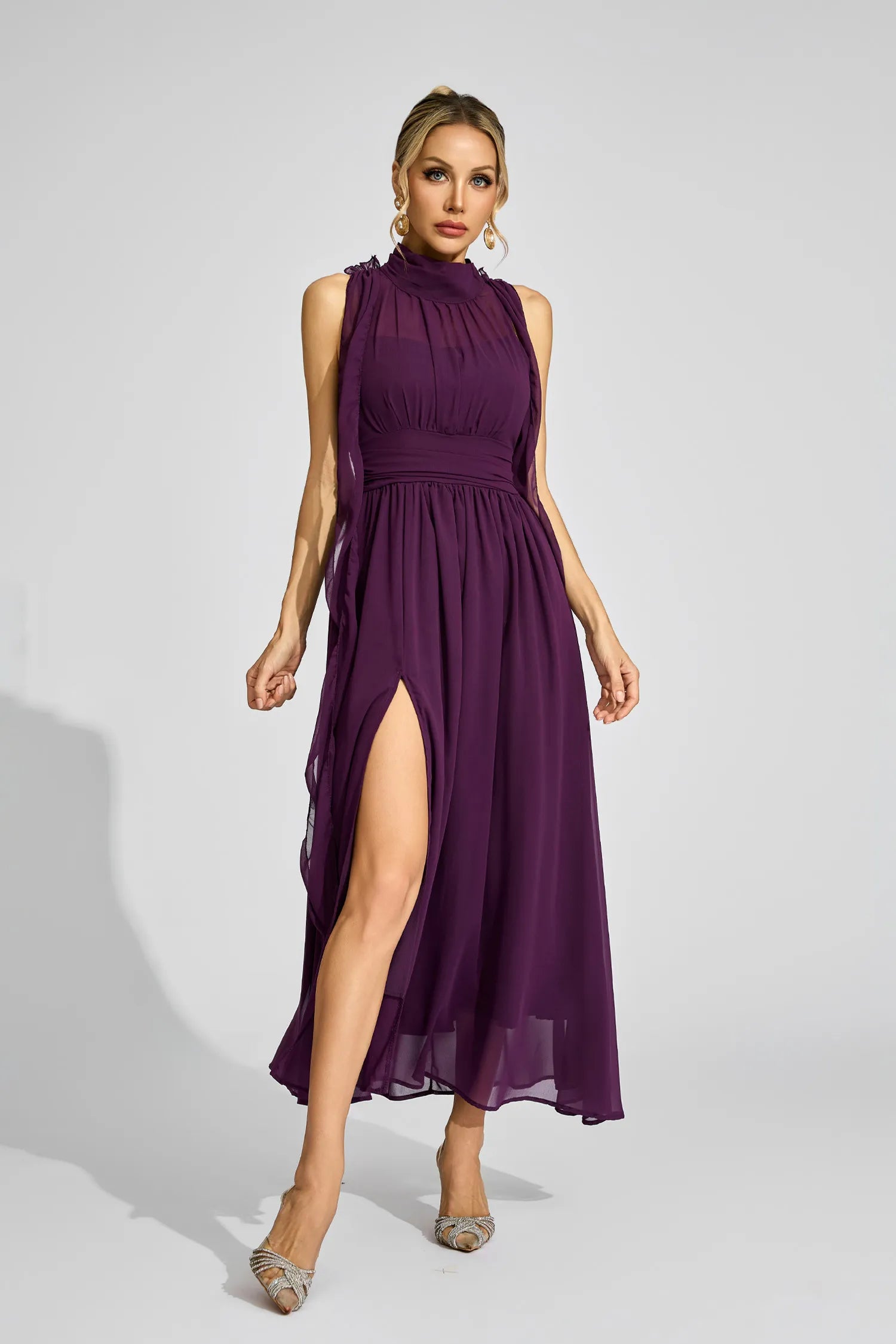 Anouk Purple Halter Maxi Dress