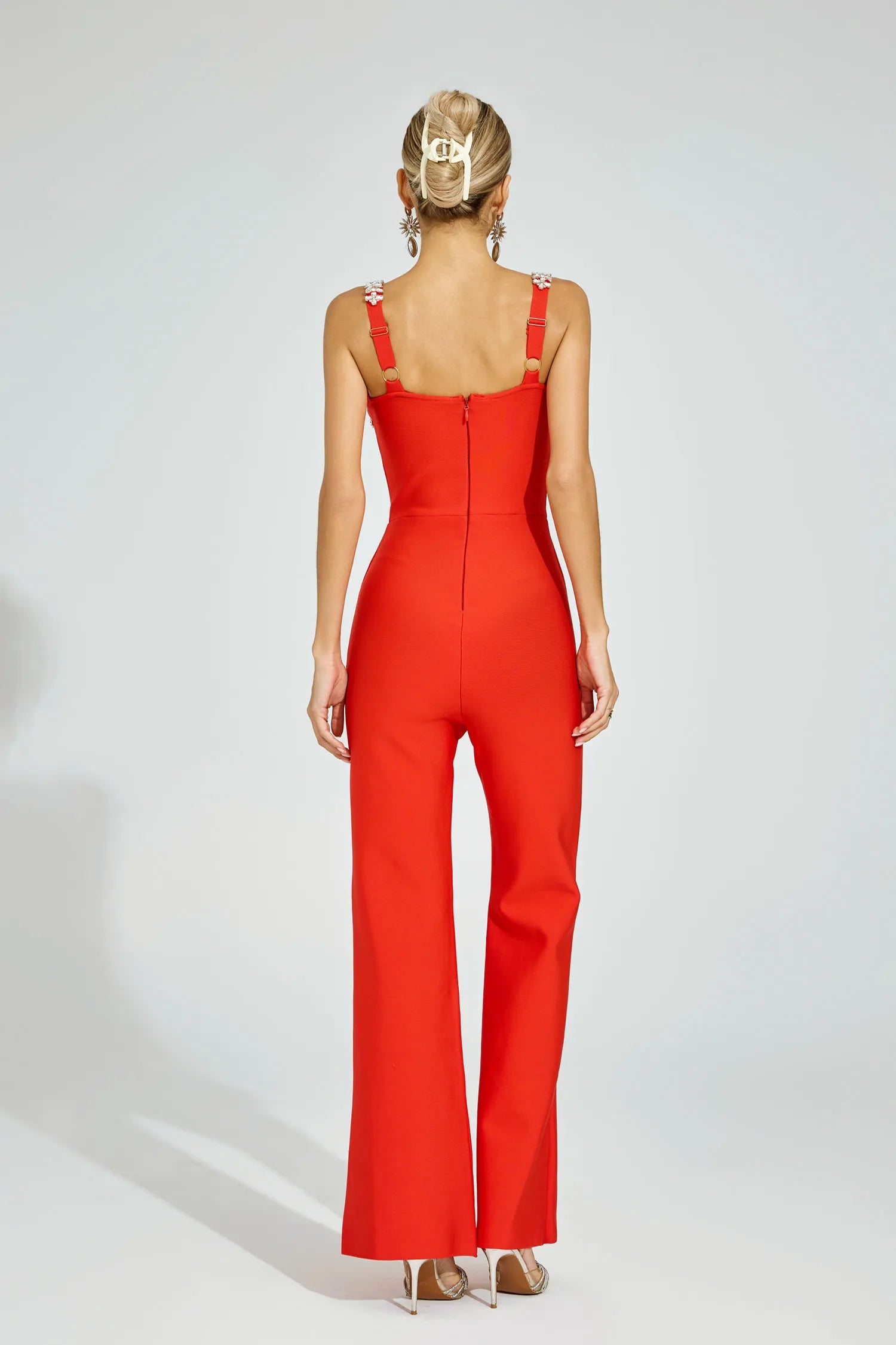 Mirella Red Rhinestone Strap Jumpsuit