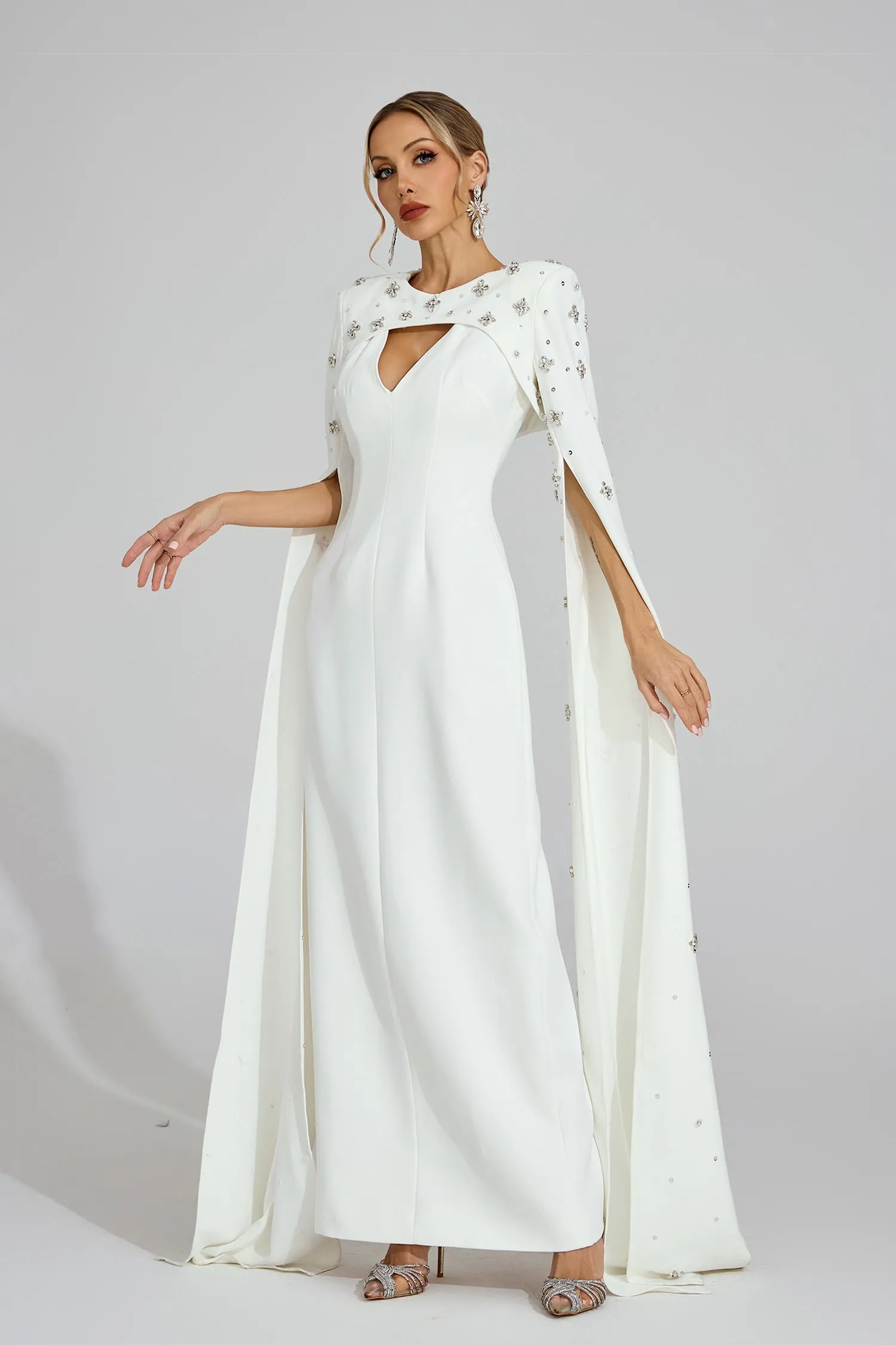 Oriel White Diamond Maxi Dress