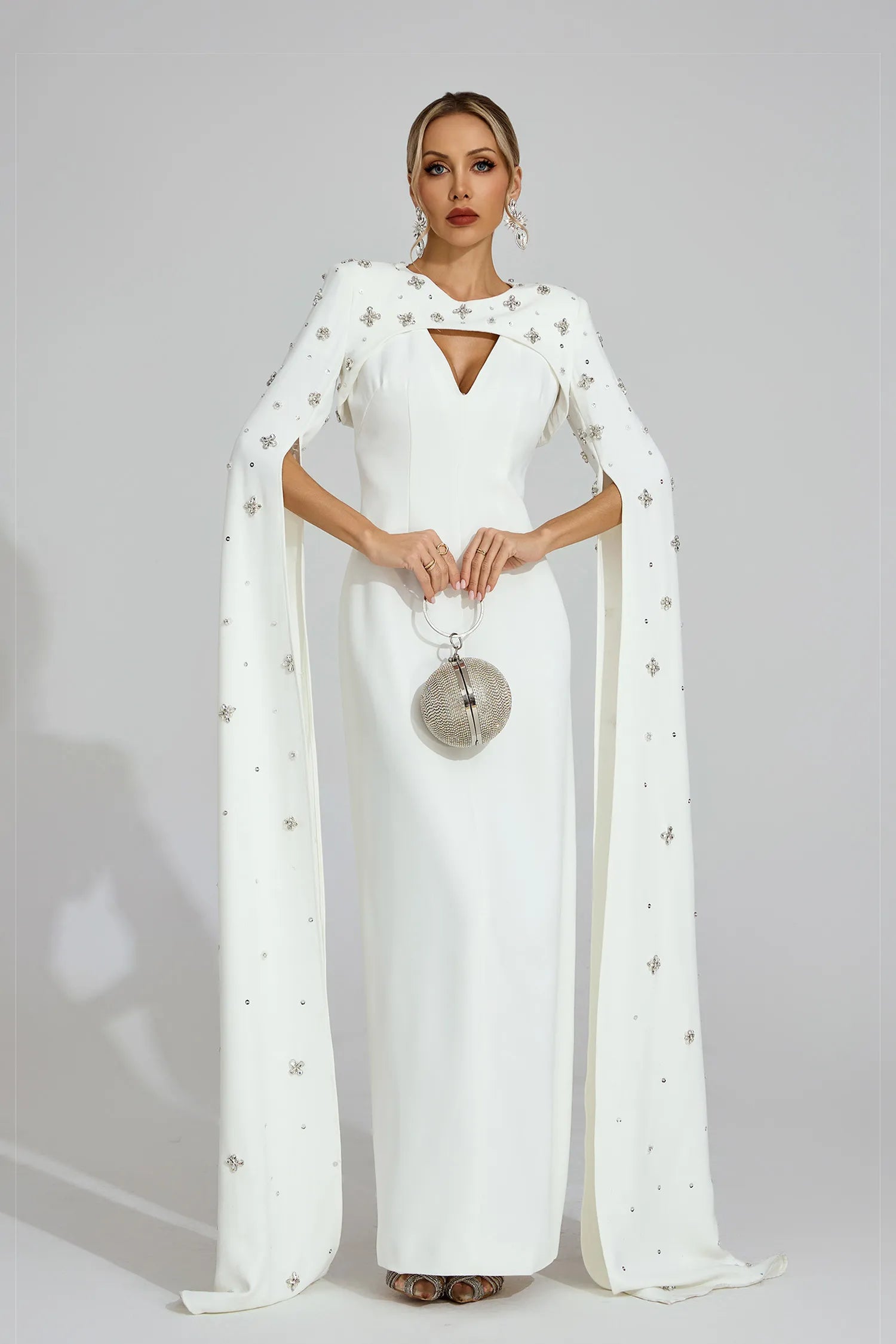 Oriel White Diamond Maxi Dress