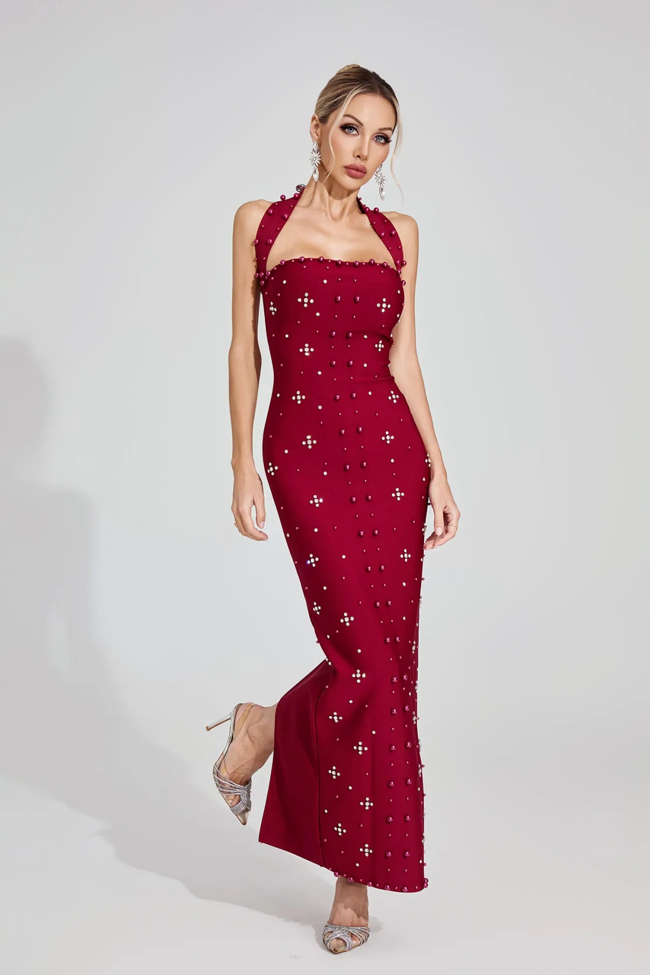 Rielle Red Halter Maxi Dress