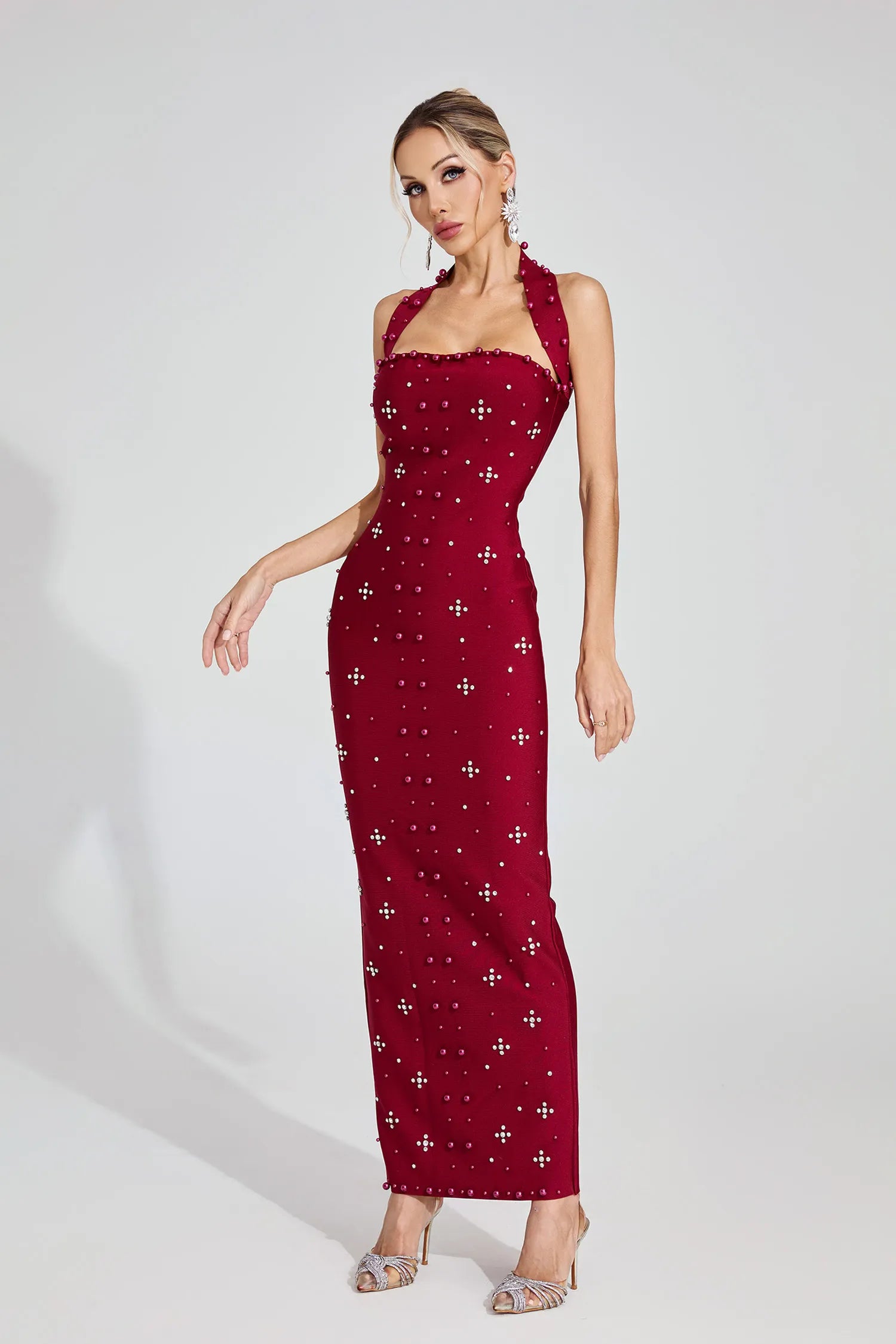 Rielle Red Halter Maxi Dress