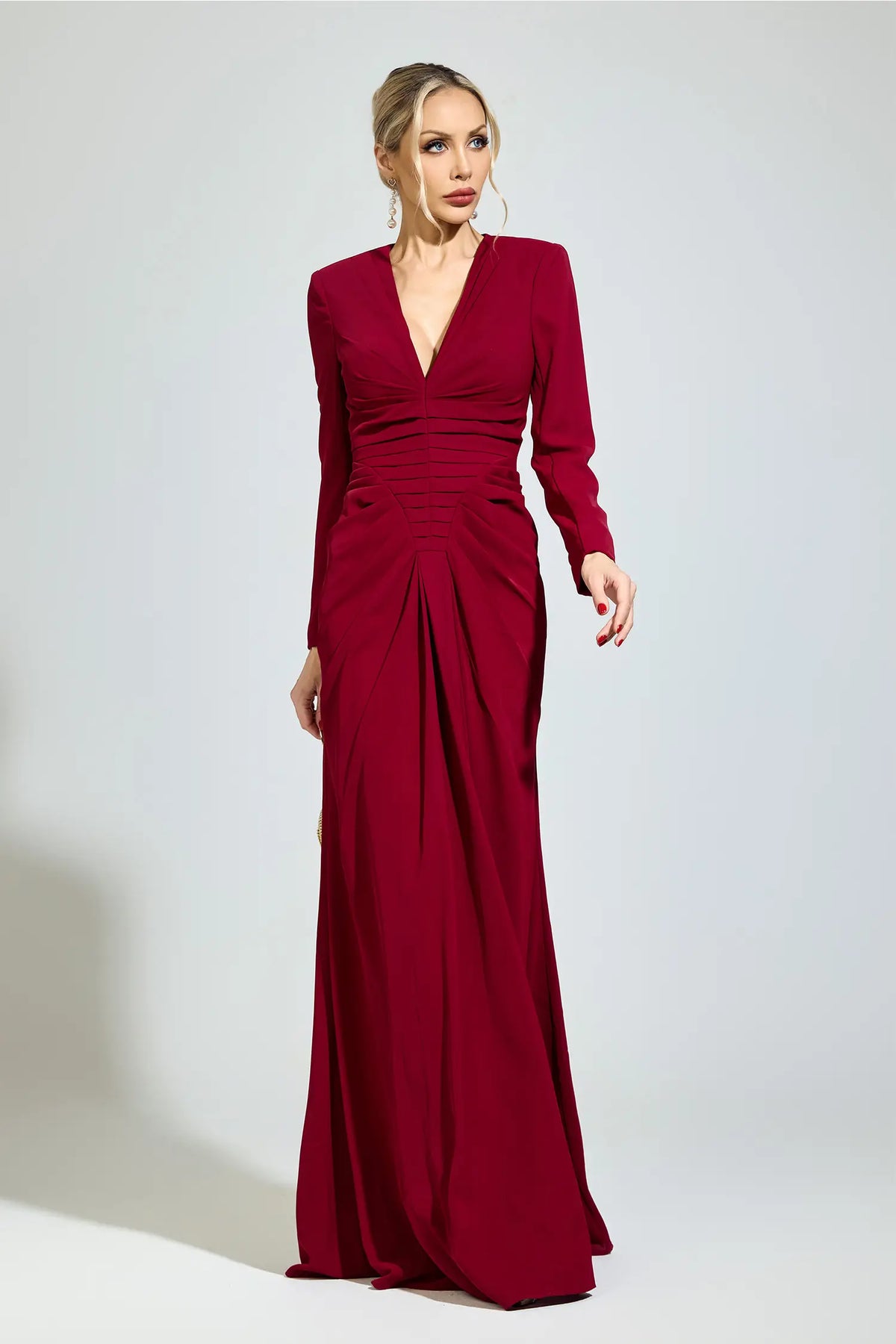 Matilda Red Ruched Maxi Dress