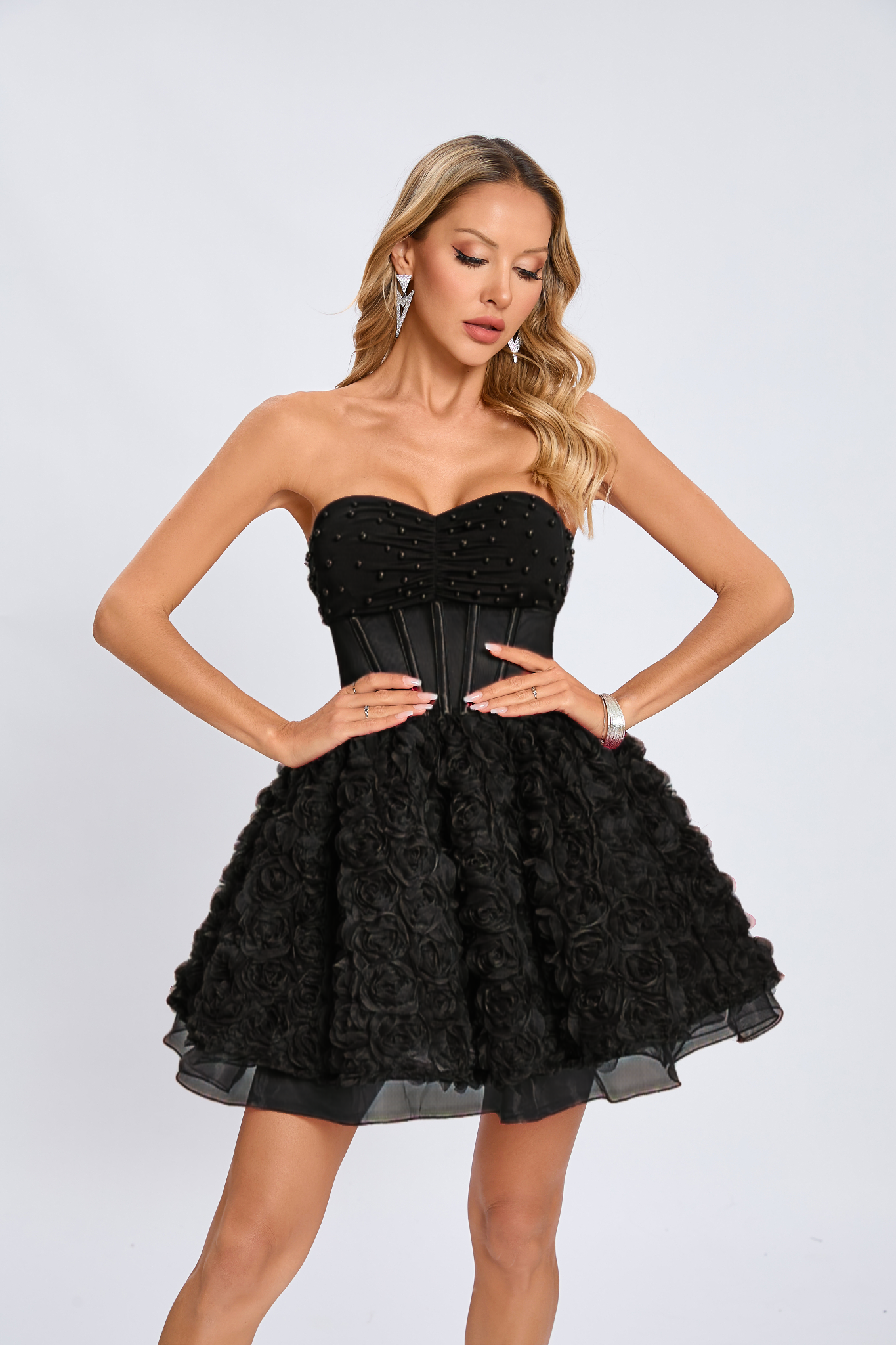Rachel Black Bloom Corset Mini Dress