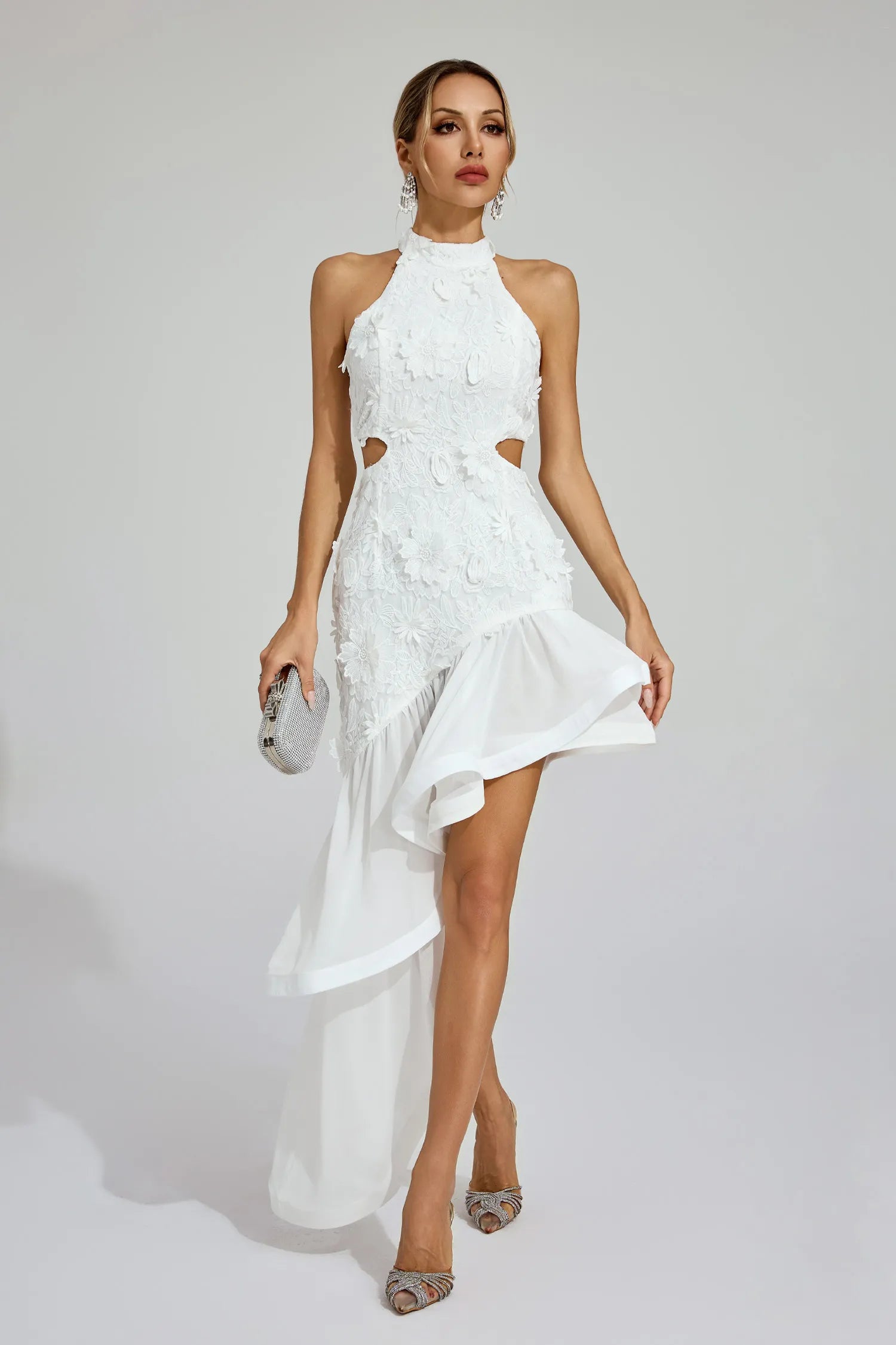 Faustina White Lace Cut Out Maxi Dress