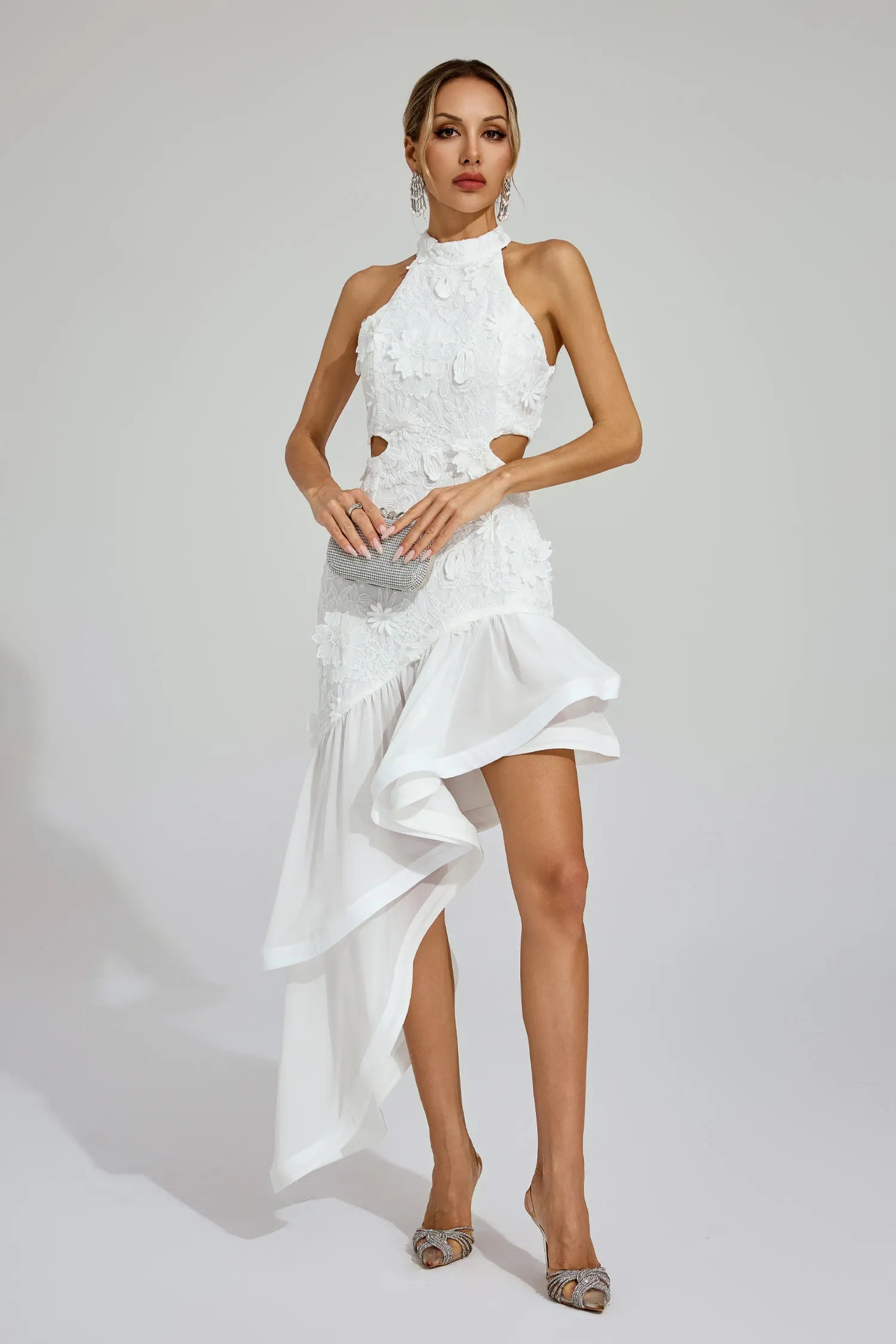 Faustina White Lace Cut Out Maxi Dress