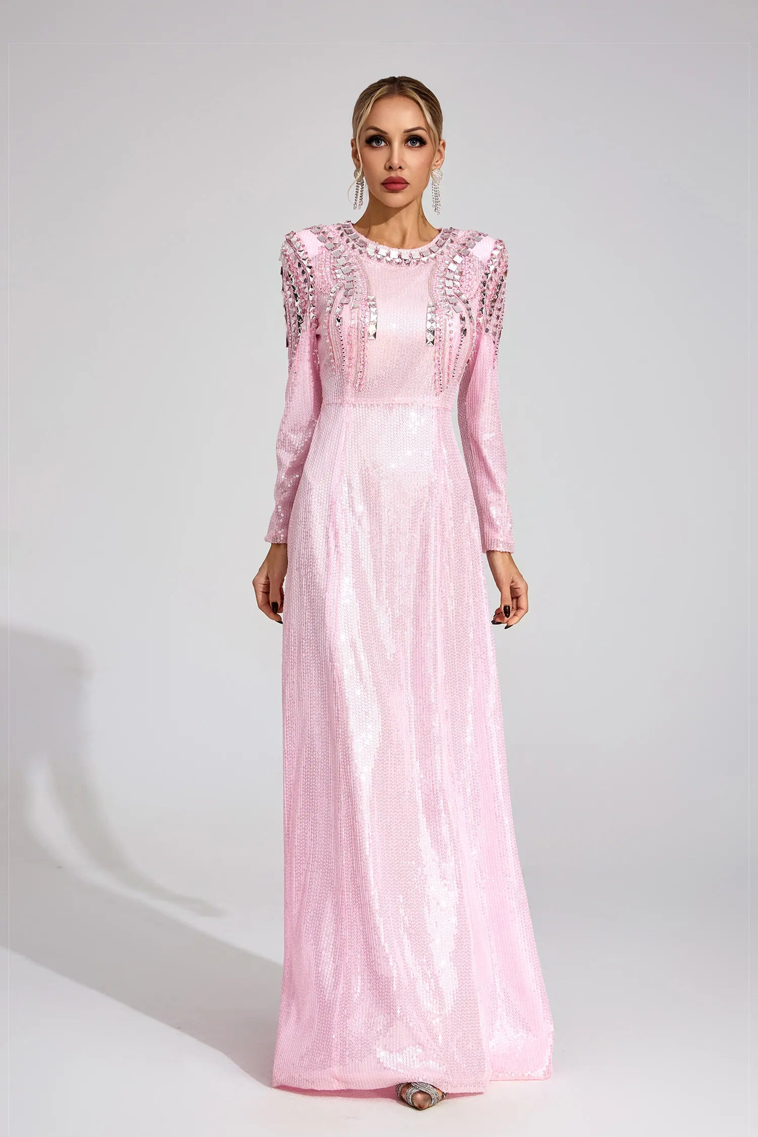 Pauline Pink Sequined Maxi Dress