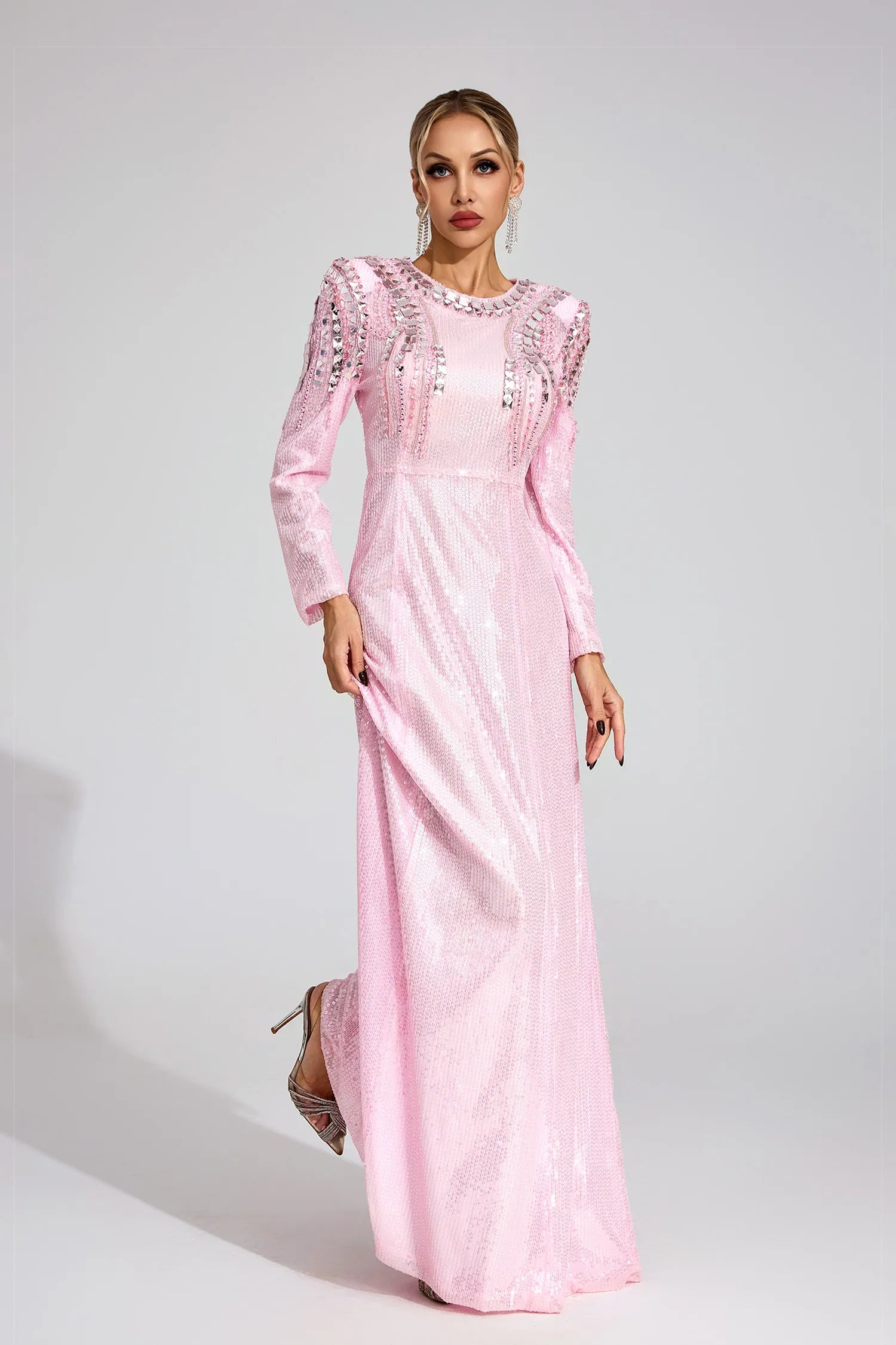 Pauline Pink Sequined Maxi Dress