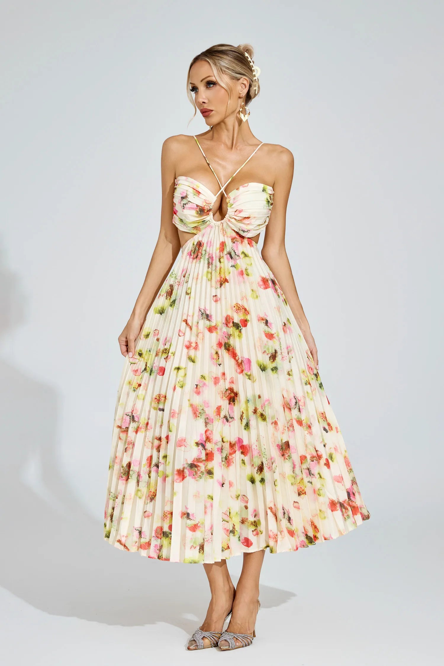 Martha Floral Pleated Maxi Dress