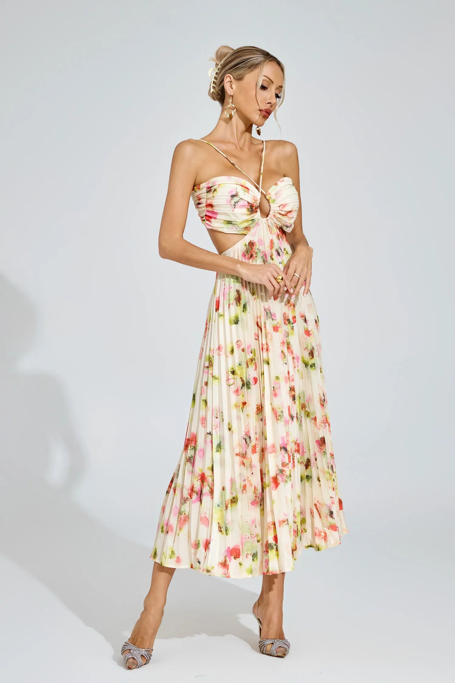 Martha Floral Pleated Maxi Dress