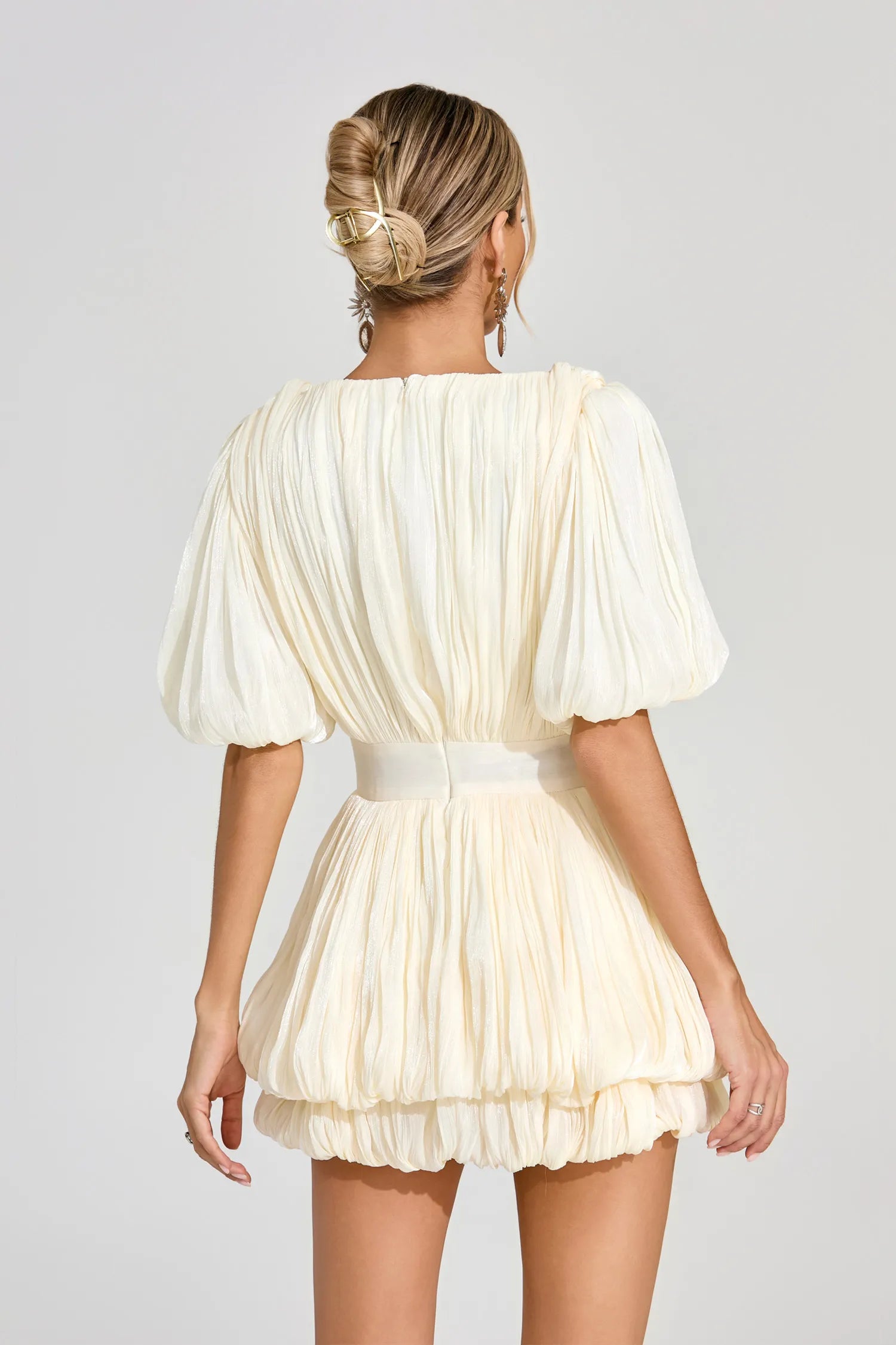 Janet Apricot Pleated Mini Dress