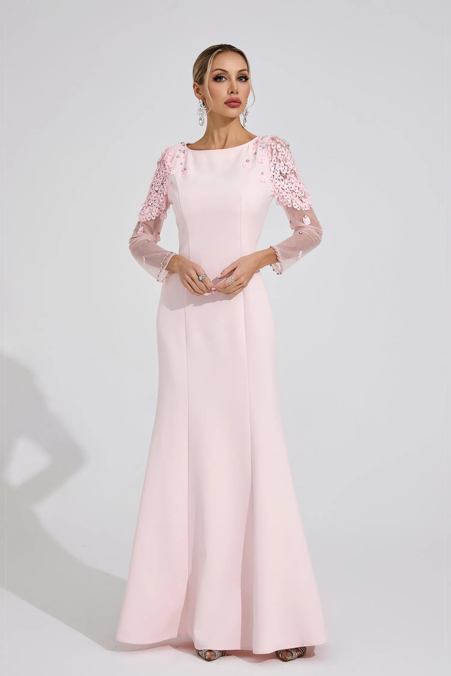 Zariah Pink Sequined Maxi Dress
