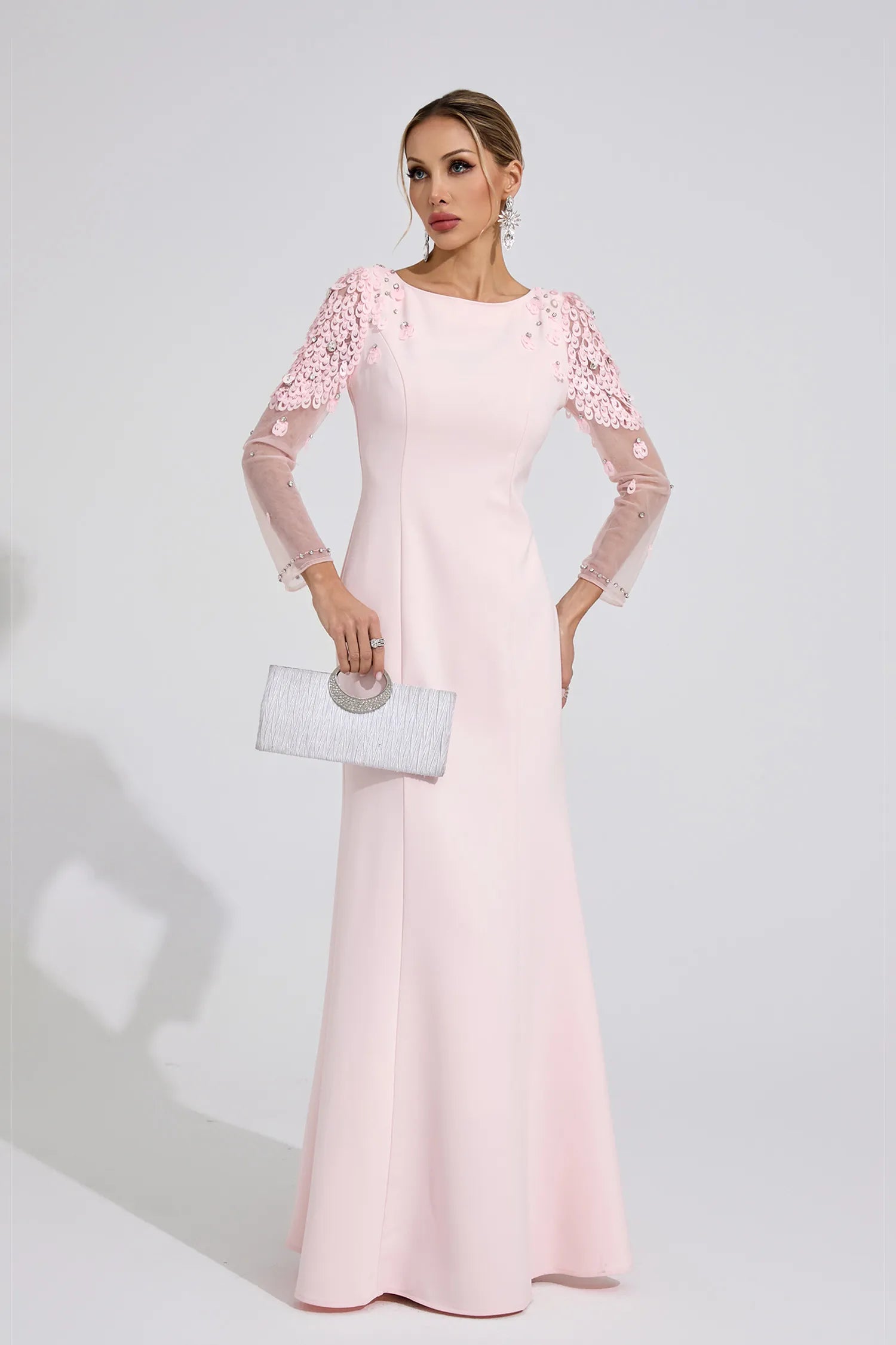 Zariah Pink Sequined Maxi Dress