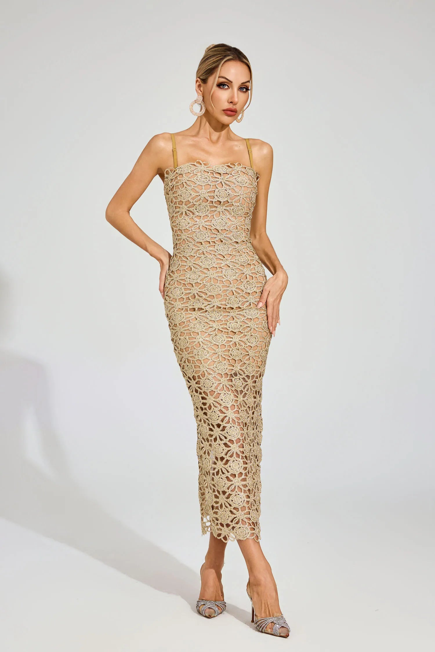 Patricia Champagne Slip Maxi Dress