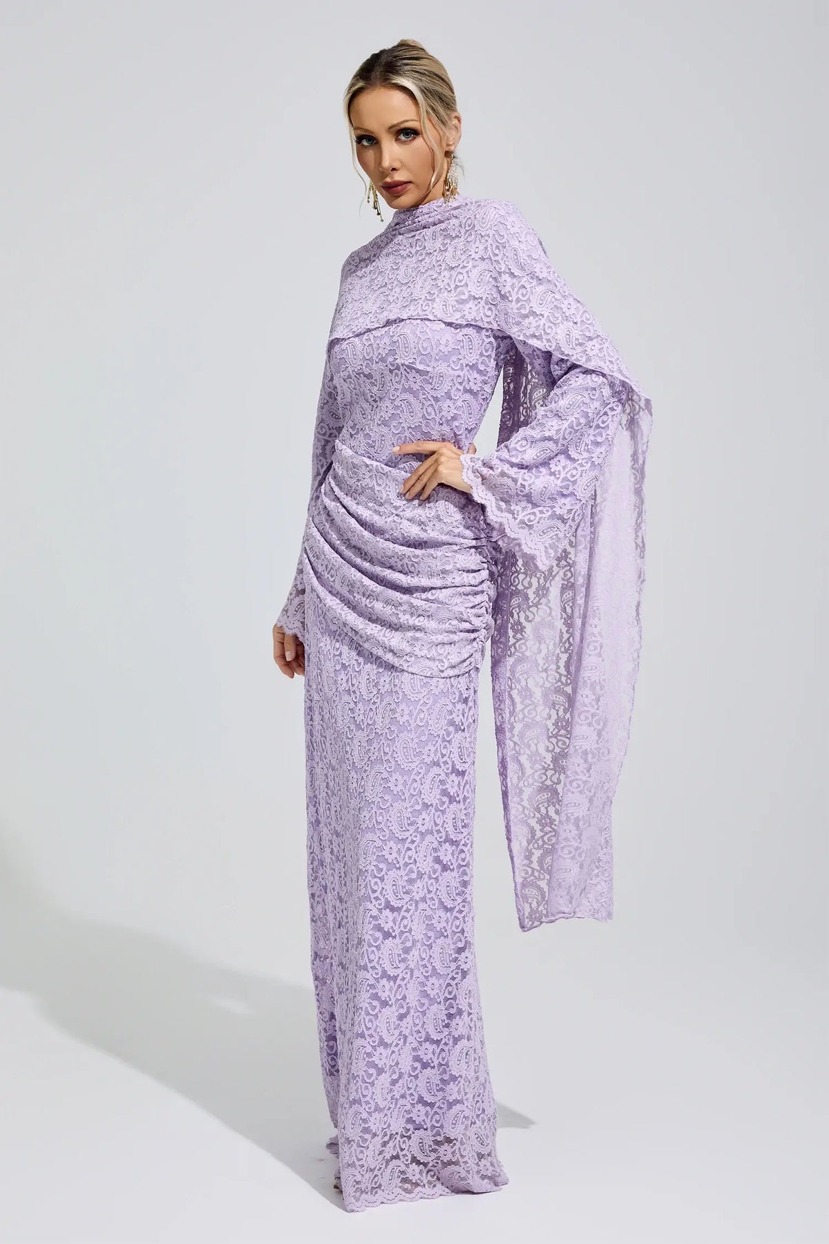 Catalina Purple Lace Fishtail Maxi Dress