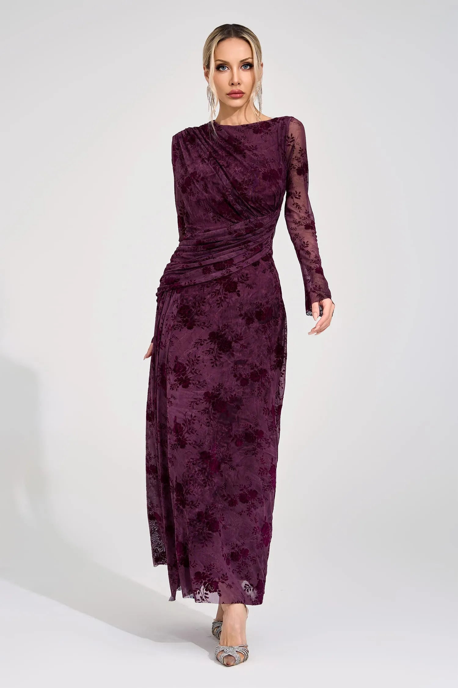 Henrietta Purple Printed Maxi Dress