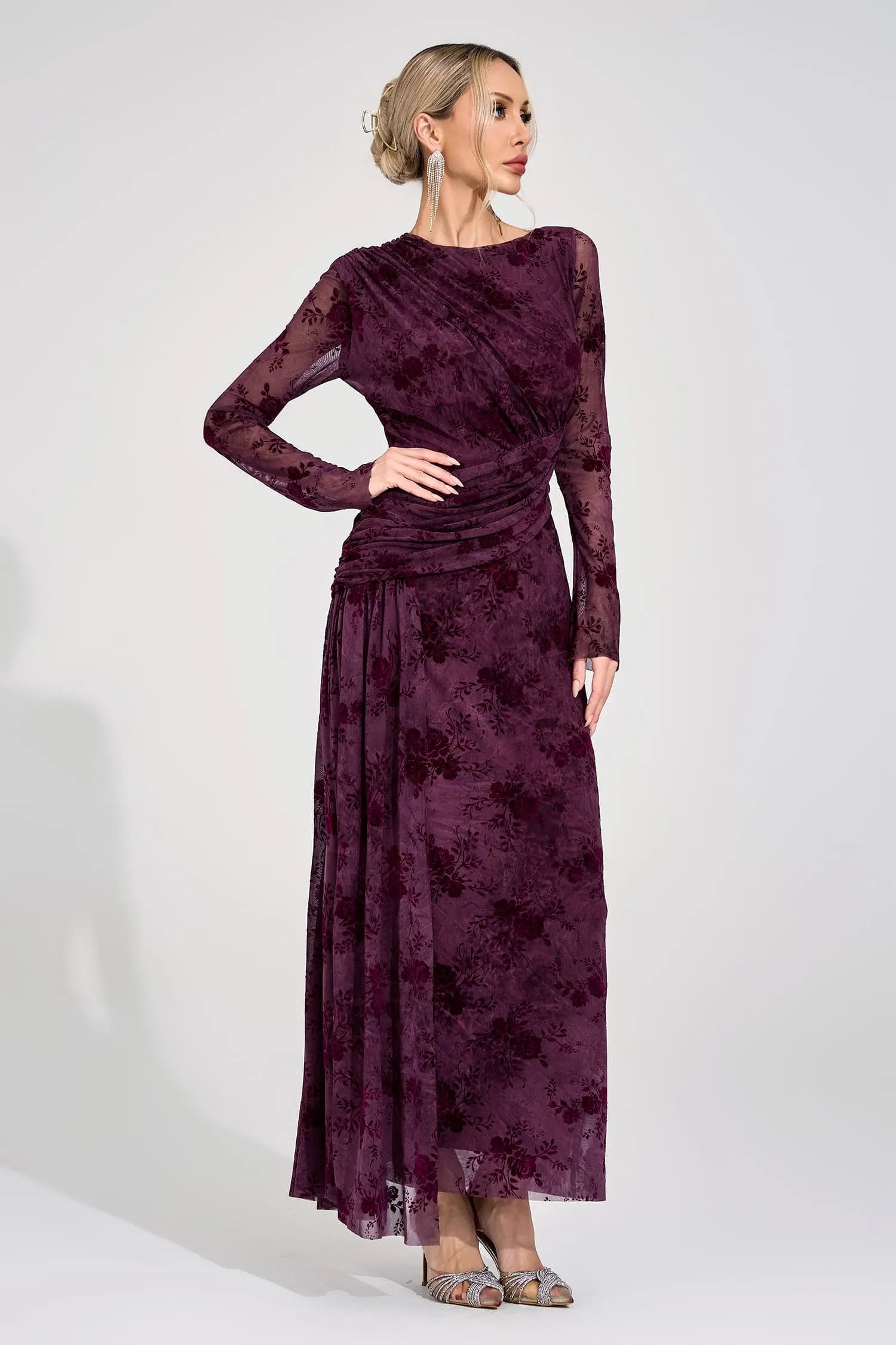 Henrietta Purple Printed Maxi Dress