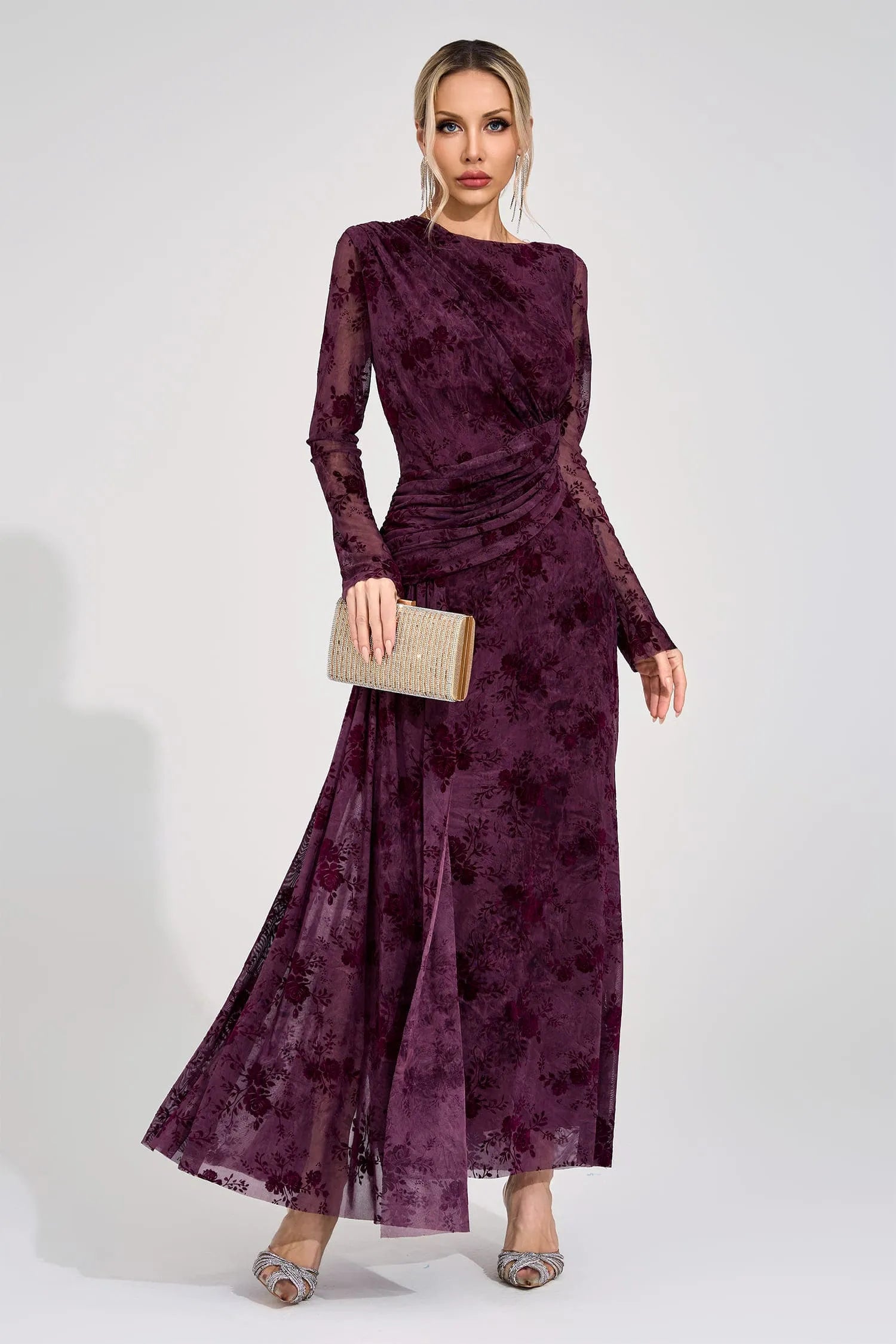 Henrietta Purple Printed Maxi Dress