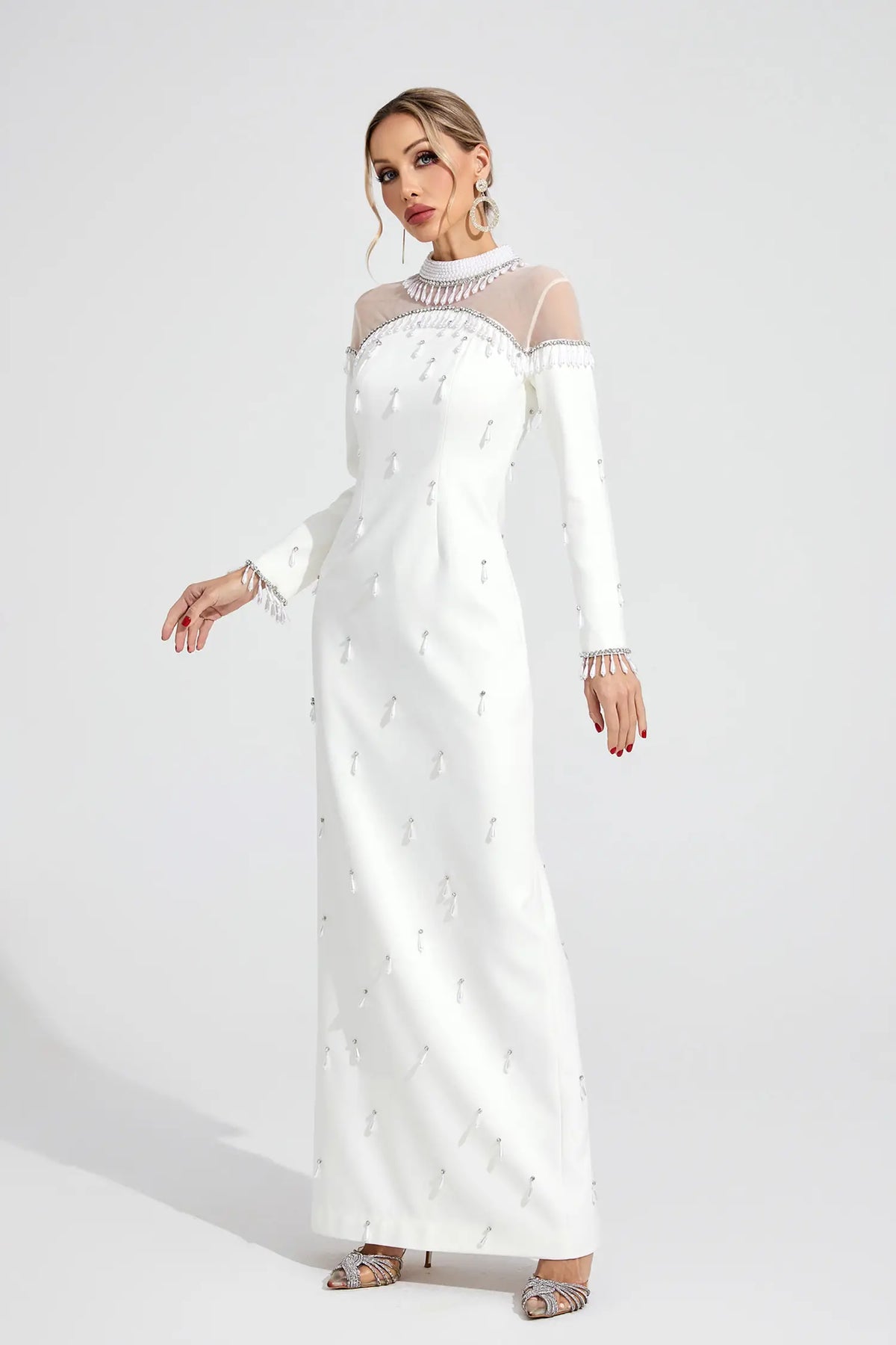 Molly White Pearl Maxi Dress