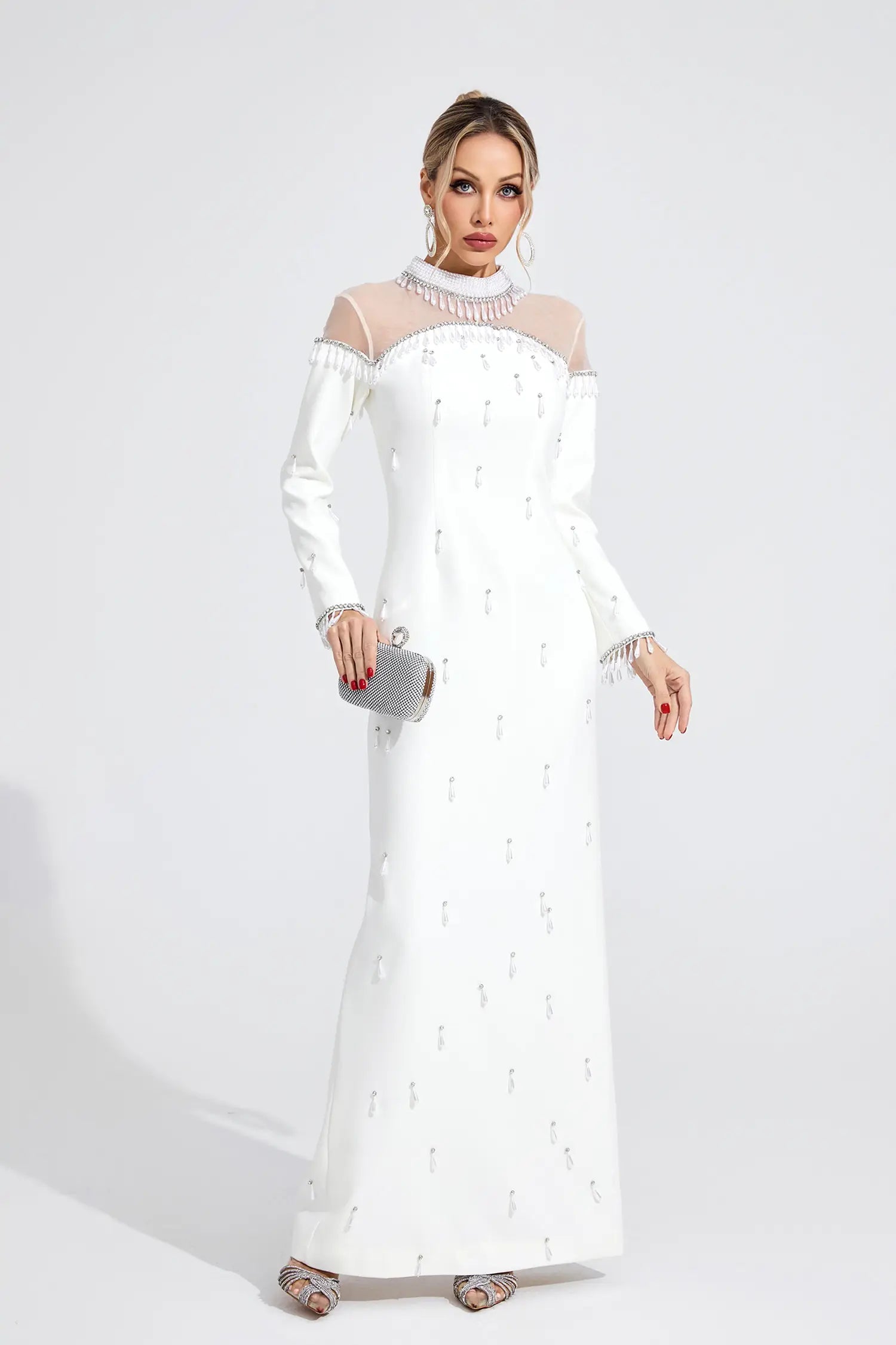 Molly White Pearl Maxi Dress