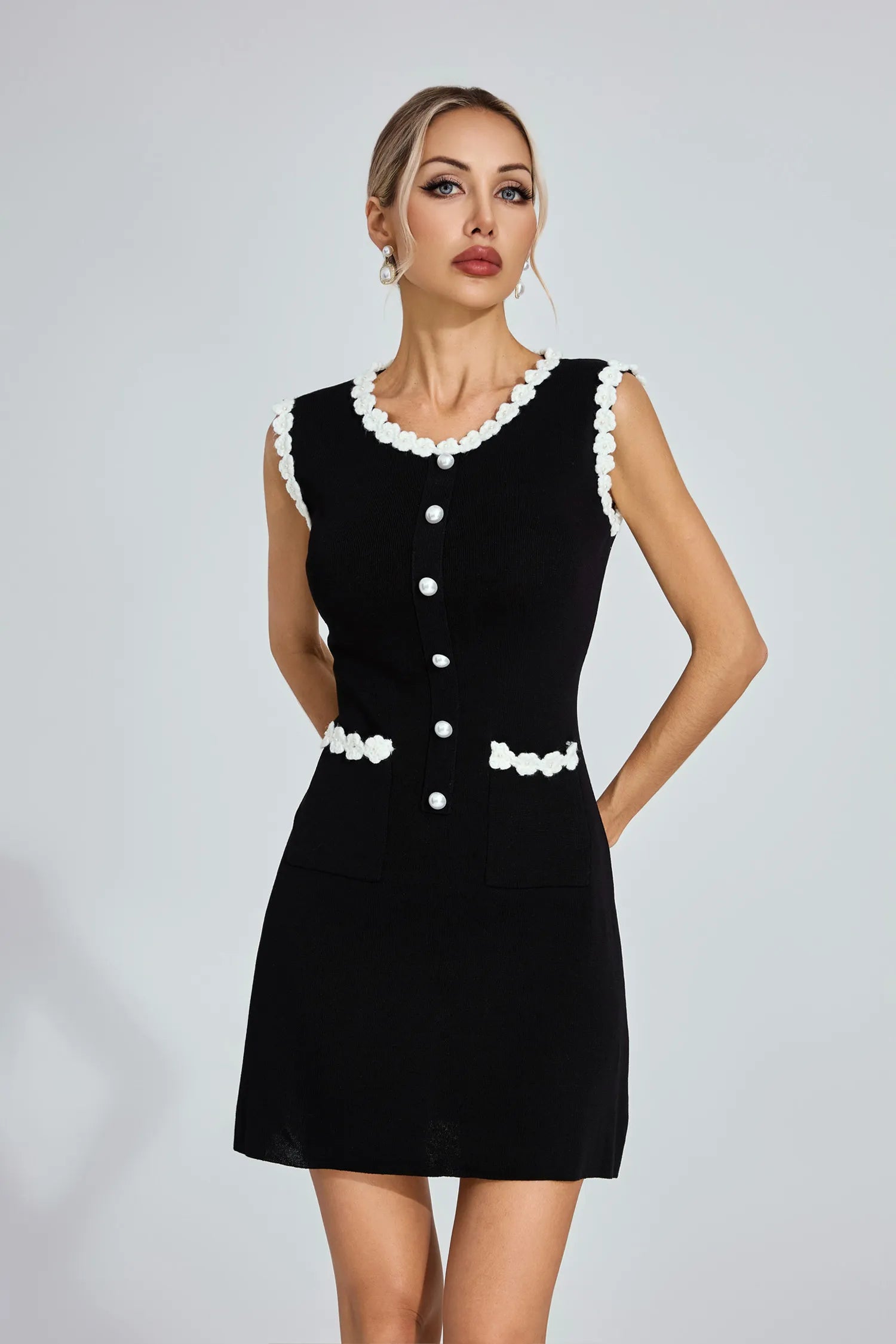 Brittney Black Knit Mini Dress