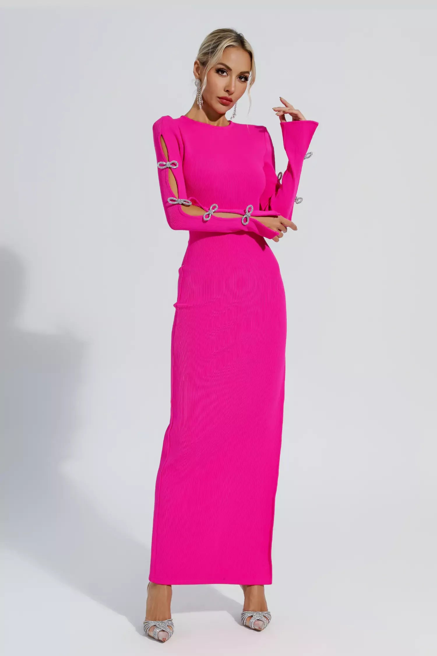 Jenna Pink Cutout Bandage Maxi Dress