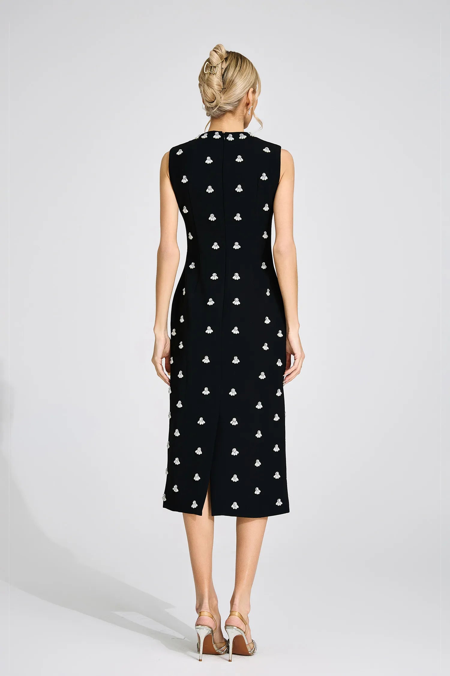 Solange Black Beaded Midi Dress