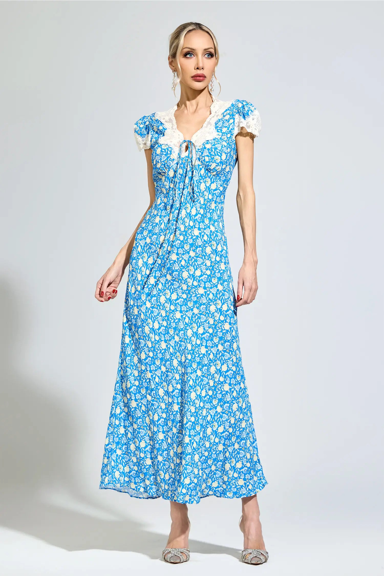 Acacia Blue Floral Print Maxi Dress